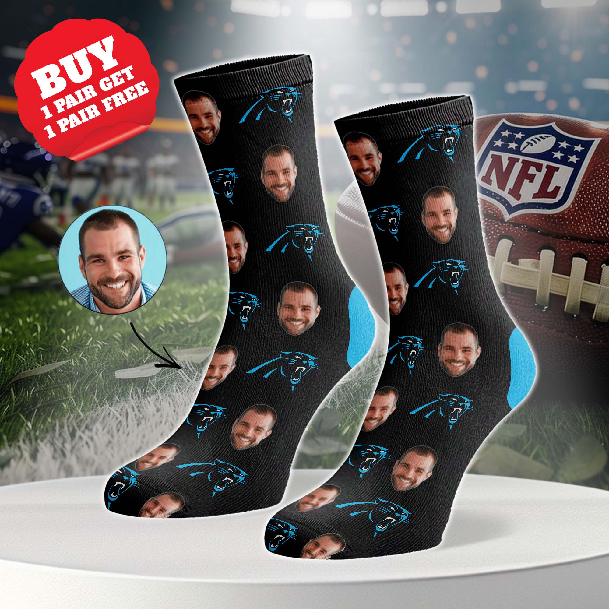 Carolina Panthers Personalized Middle Tube Socks PT76609