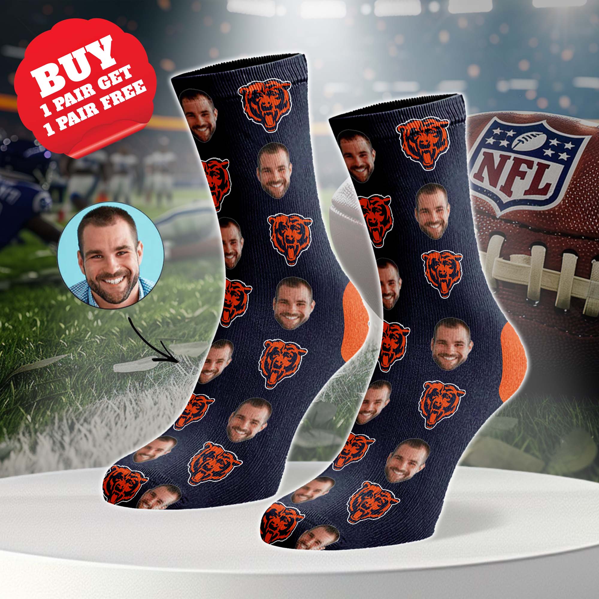 Chicago Bears Personalized Middle Tube Socks PT76610