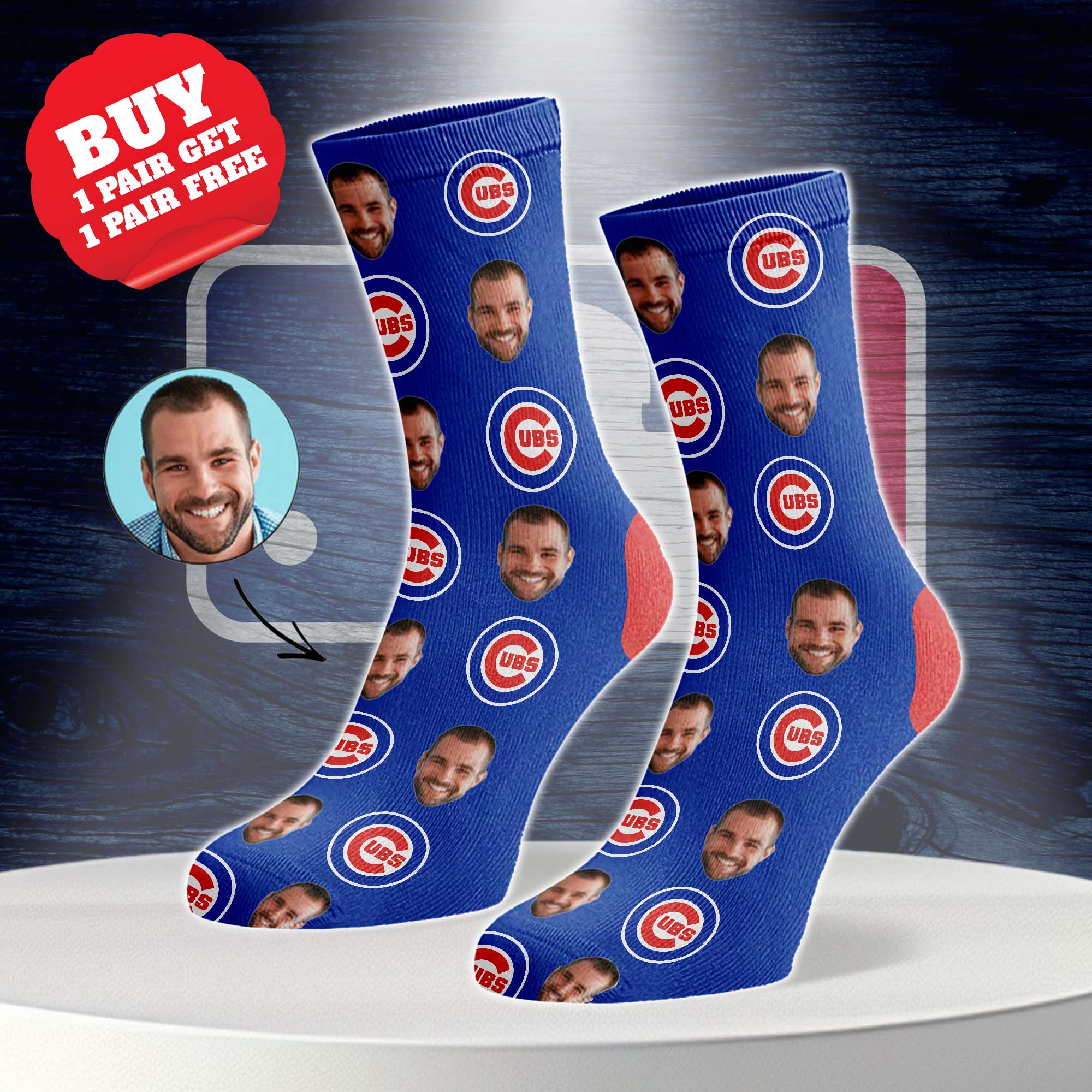 Chicago Cubs Personalized Middle Tube Socks PT76580