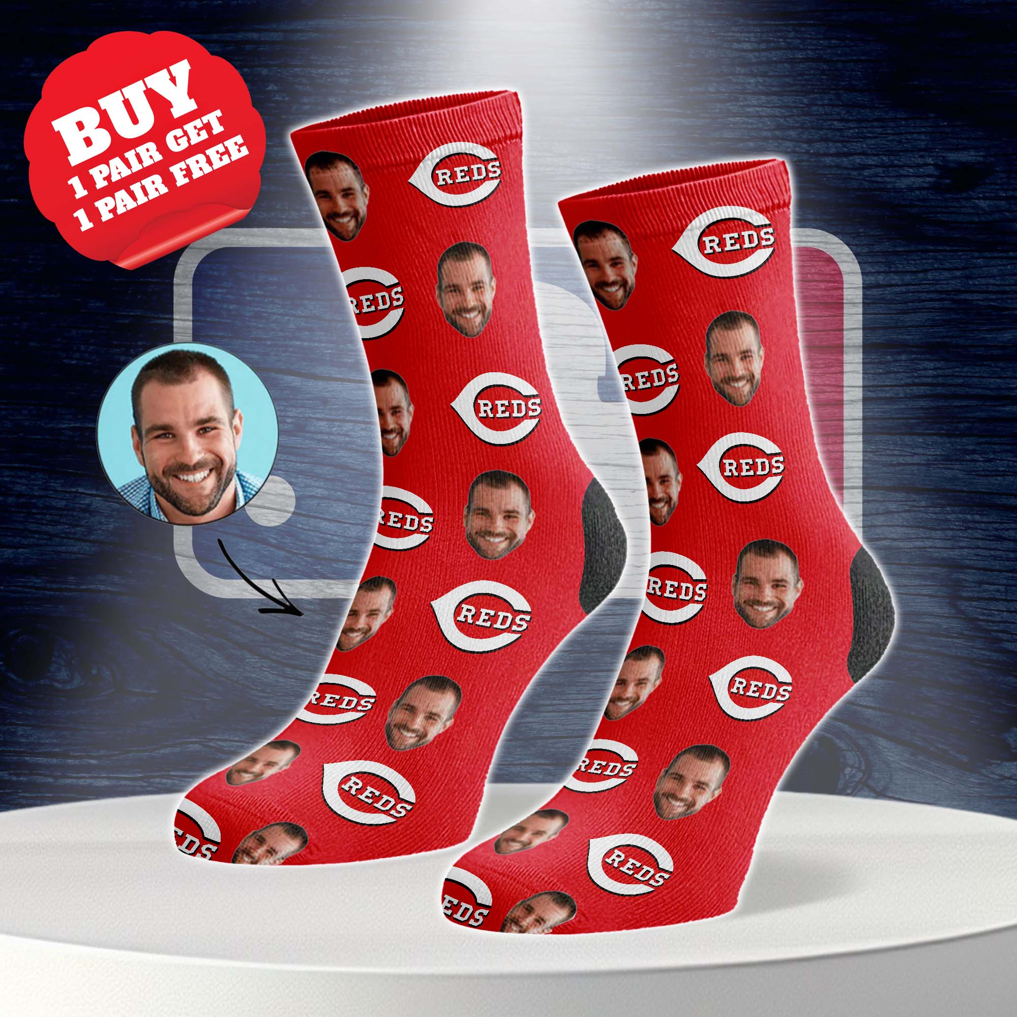 Cincinnati Reds Personalized Middle Tube Socks PT76582
