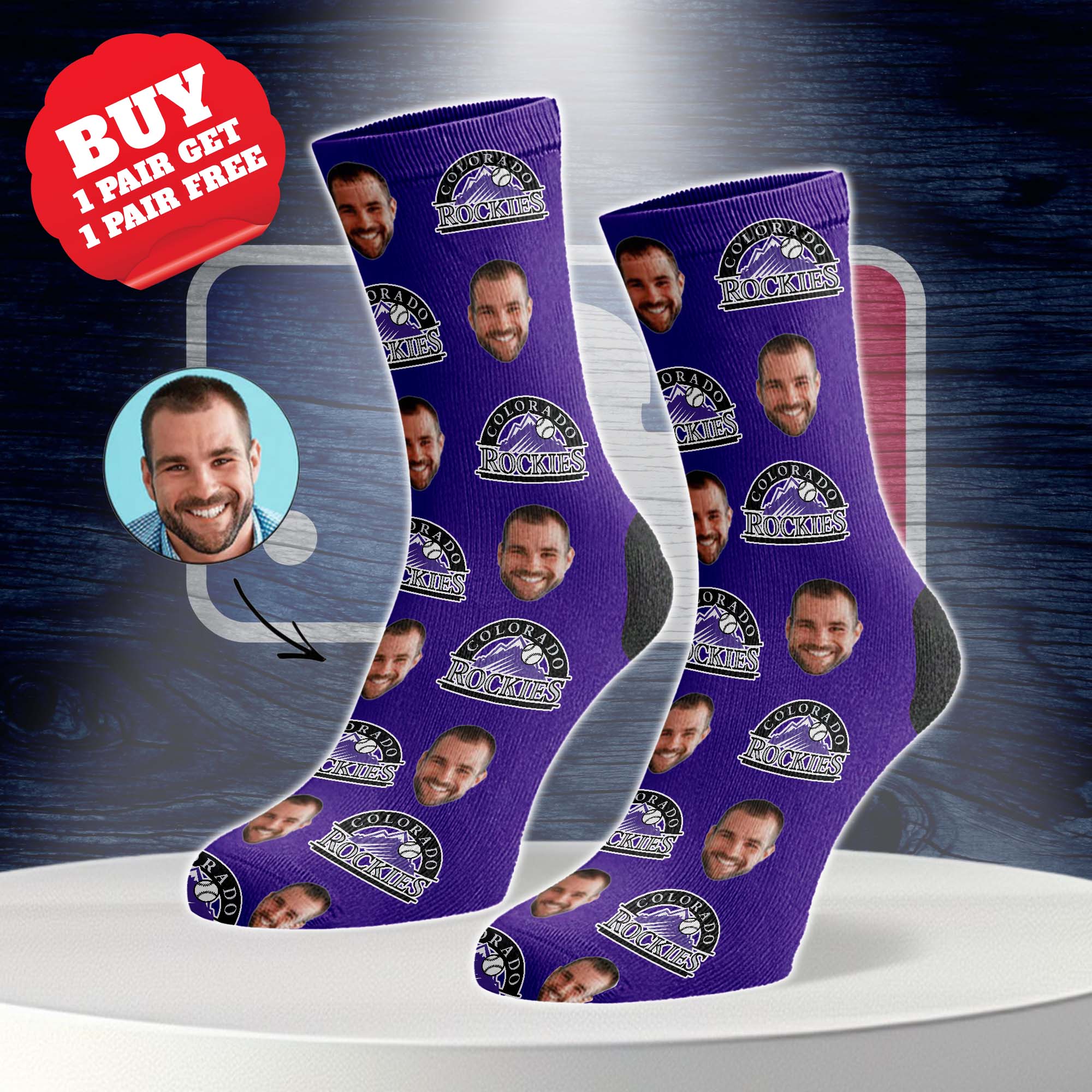 Colorado Rockies Personalized Middle Tube Socks PT76584