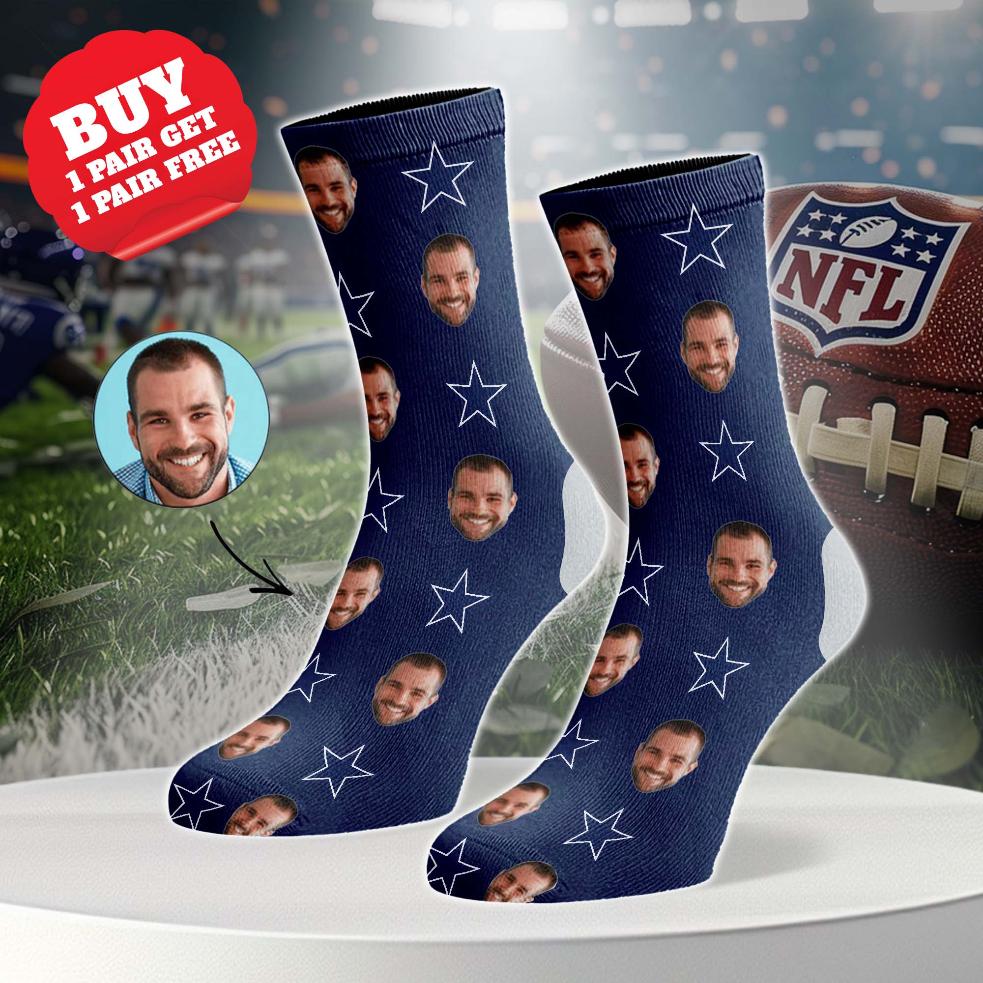 Dallas Cowboys Personalized Middle Tube Socks PT76613