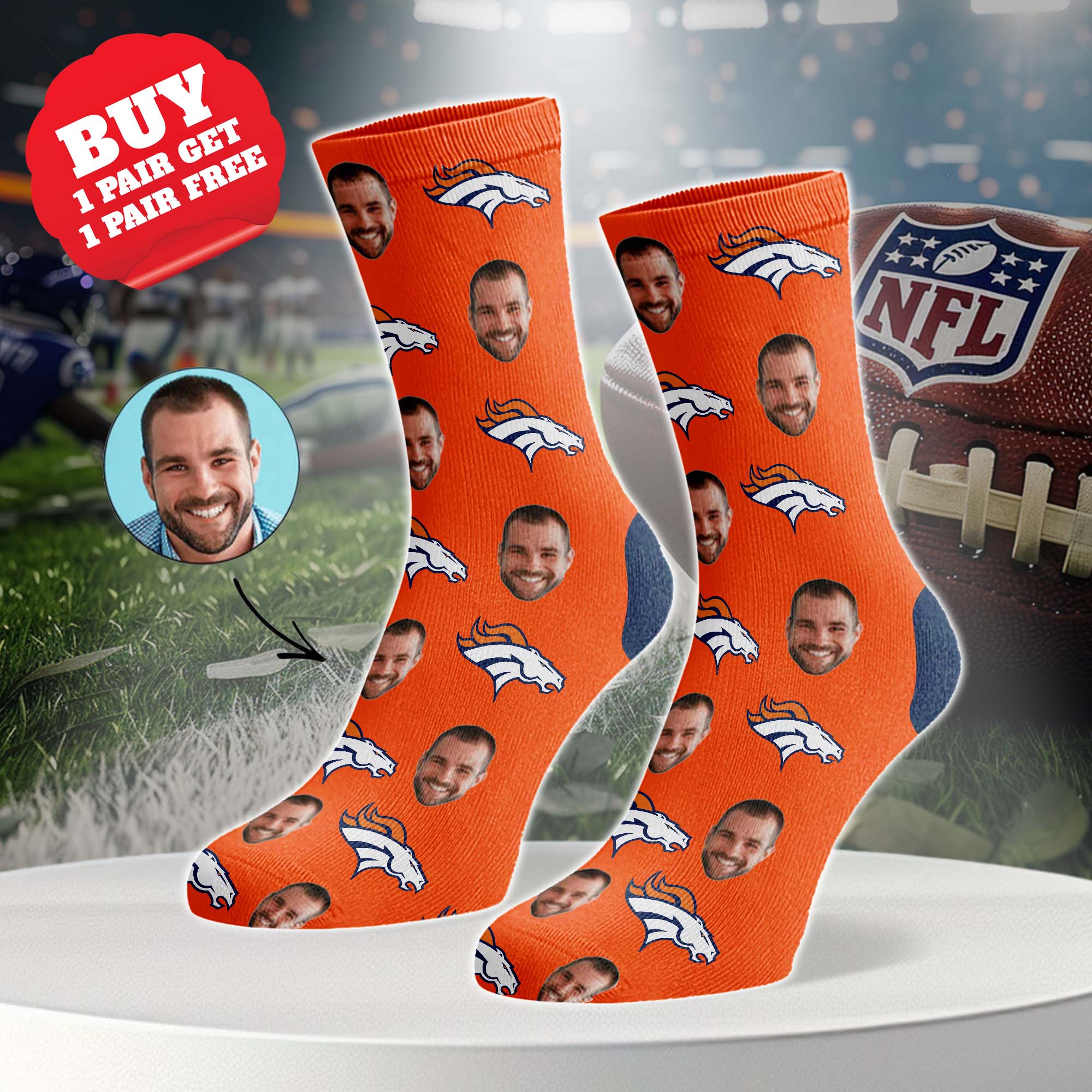 Denver Broncos Personalized Middle Tube Socks PT76614