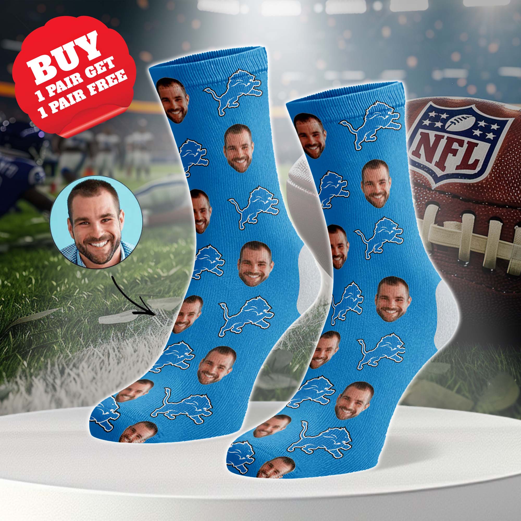 Detroit Lions Personalized Middle Tube Socks PT76615