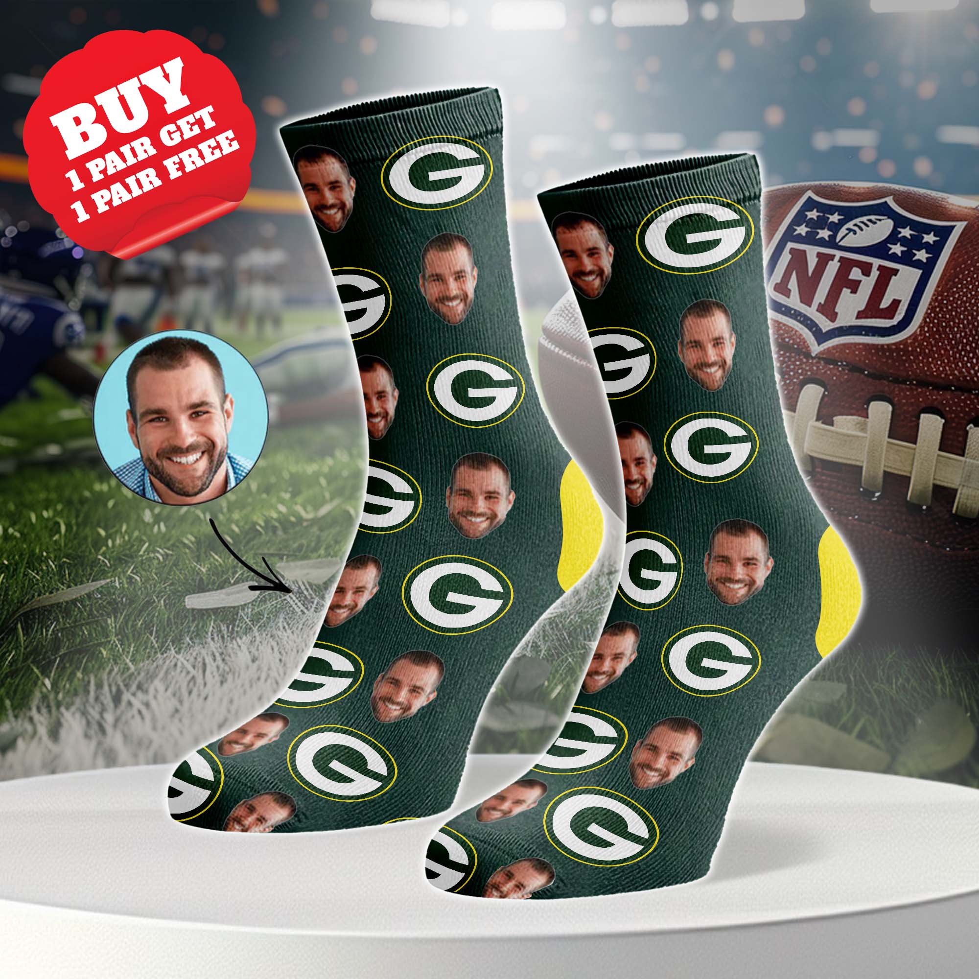 Green Bay Packers Personalized Middle Tube Socks PT76616