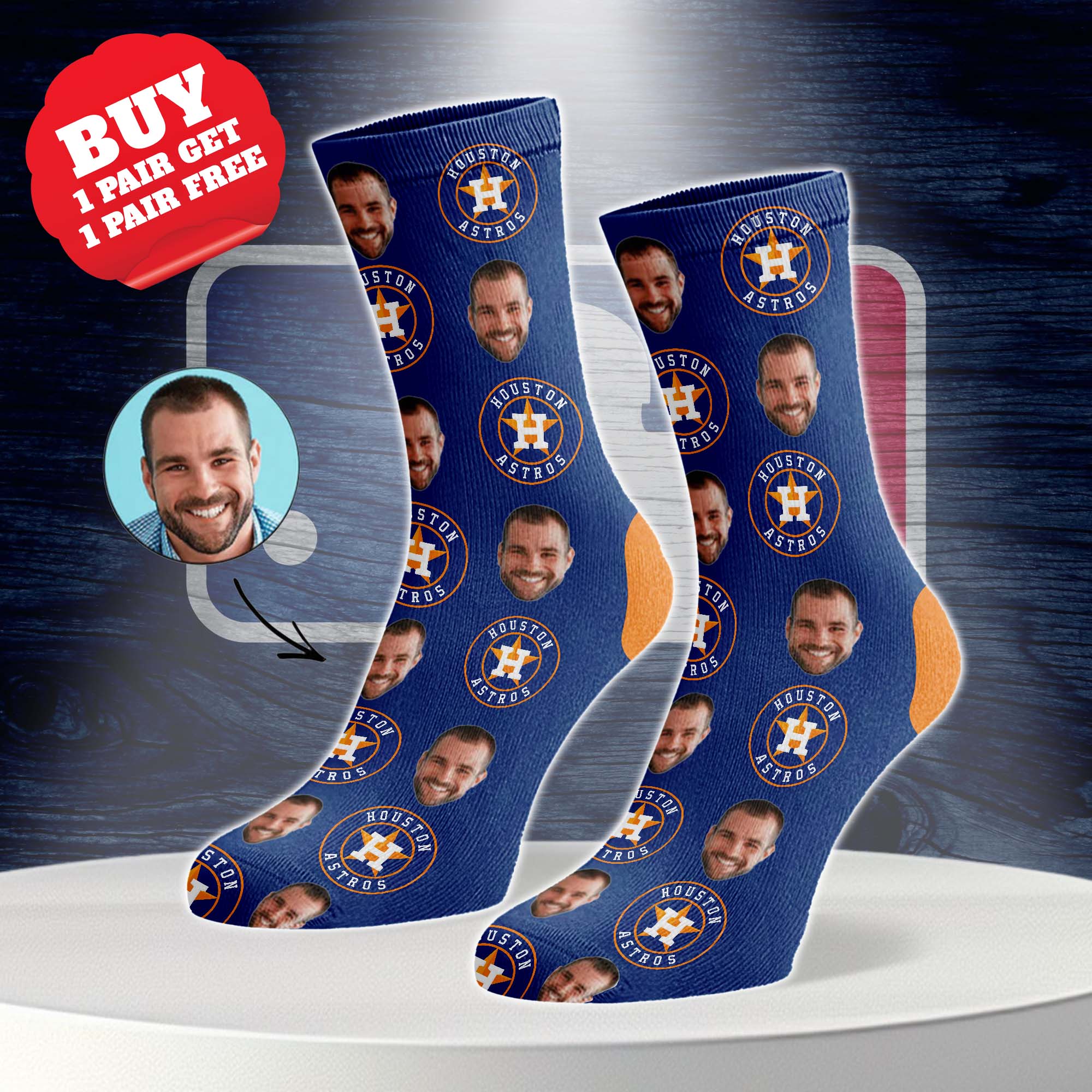 Houston Astros Personalized Middle Tube Socks PT76586