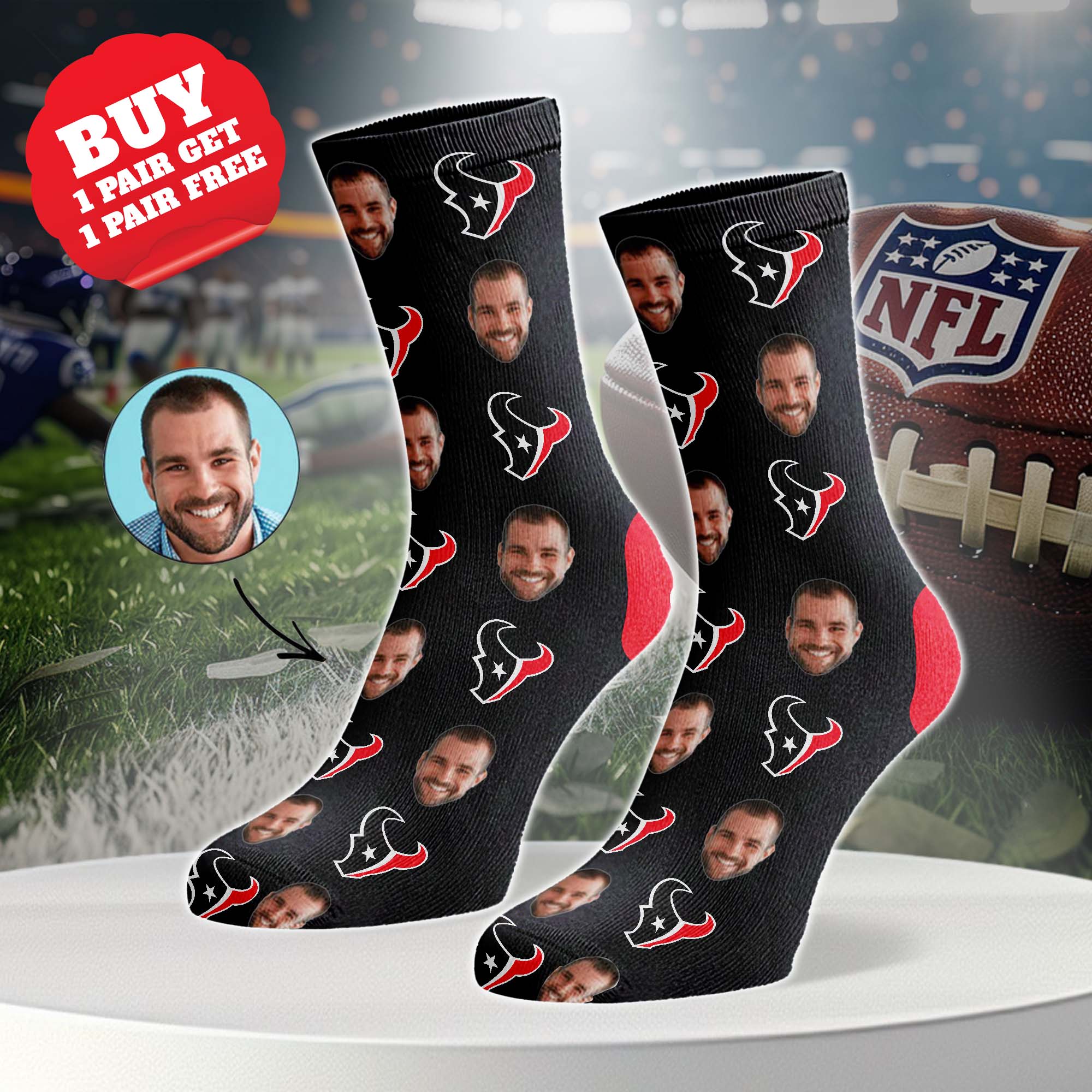 Houston Texans Personalized Middle Tube Socks PT76617