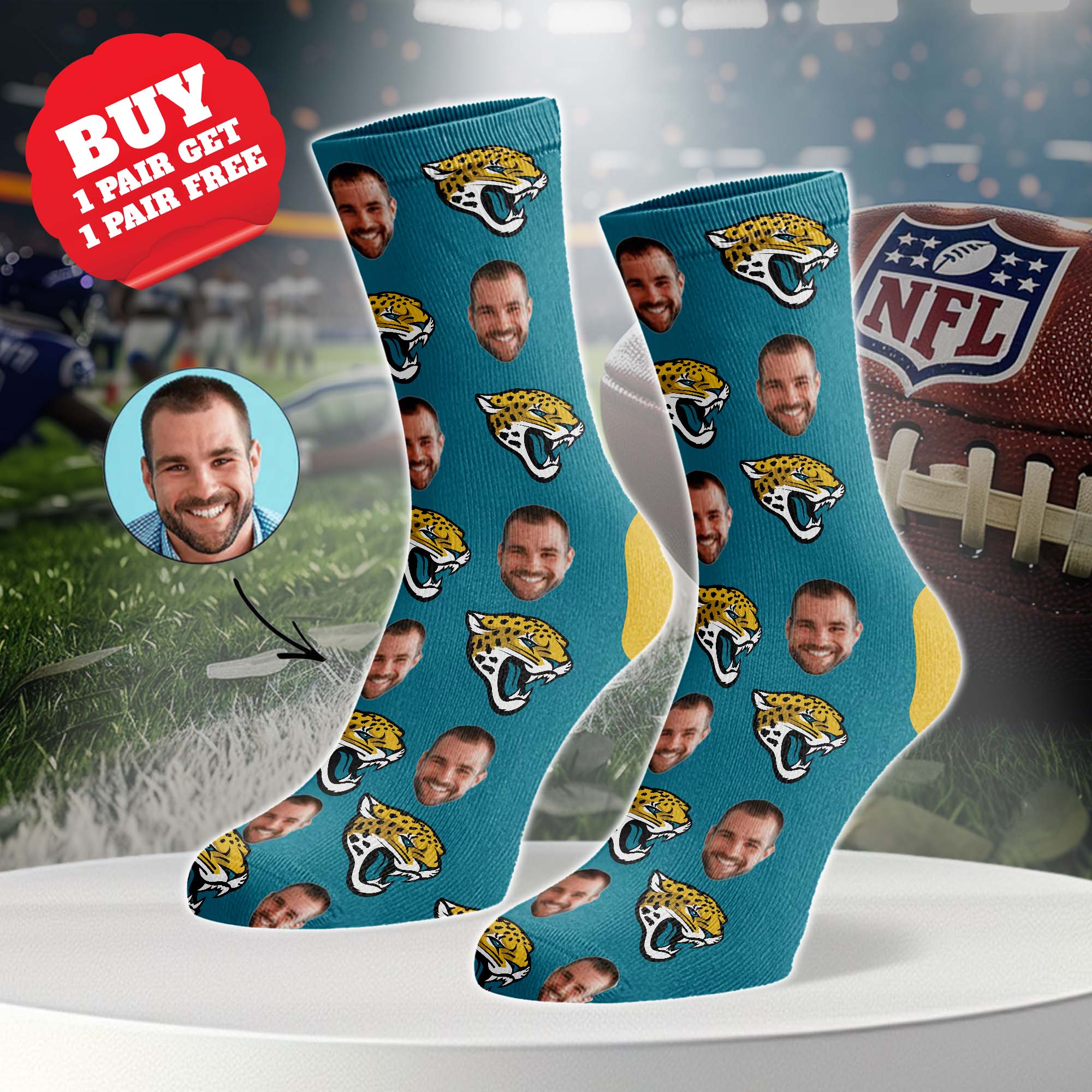 Jacksonville Jaguars Personalized Middle Tube Socks PT76619
