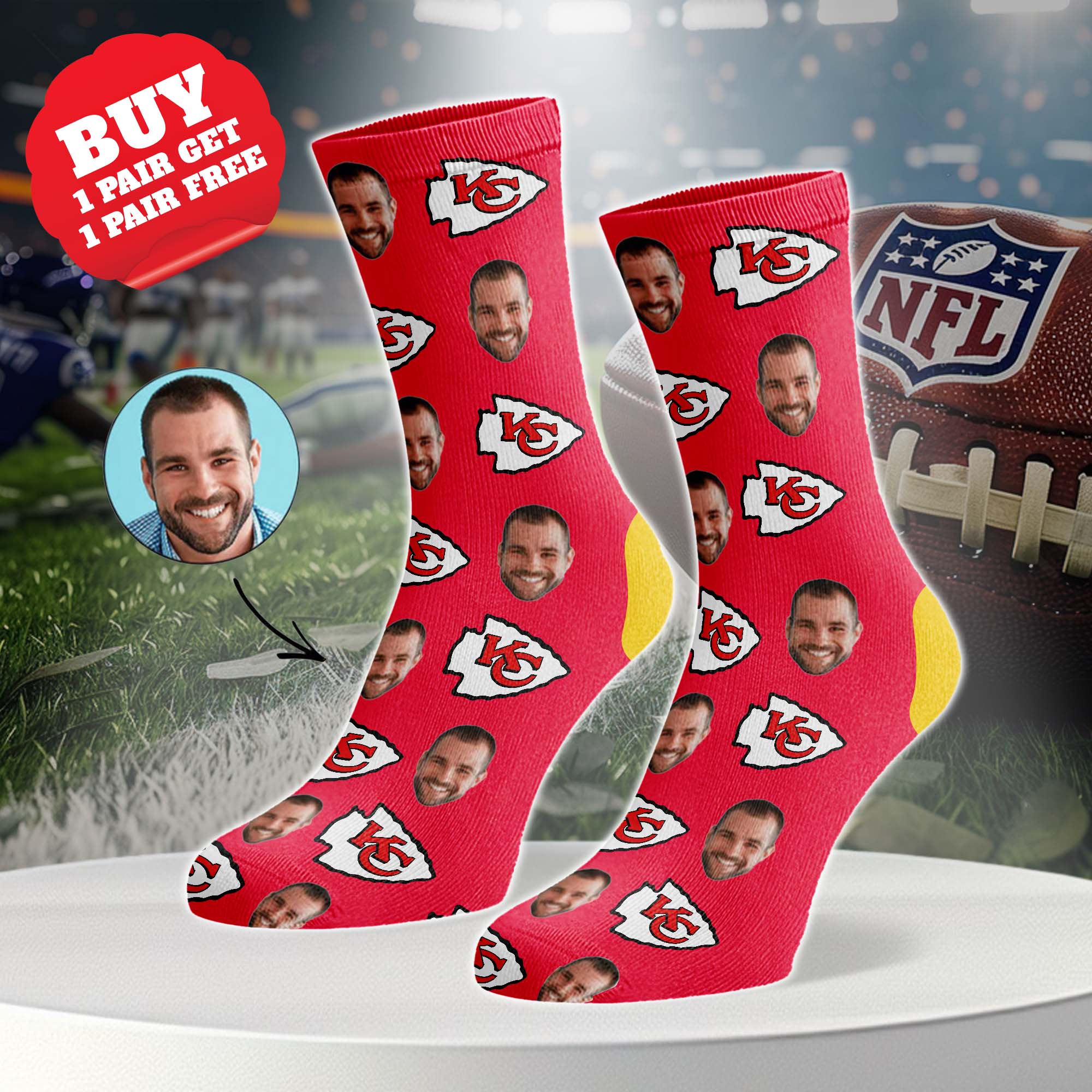 Kansas City Chiefs Personalized Middle Tube Socks PT76620