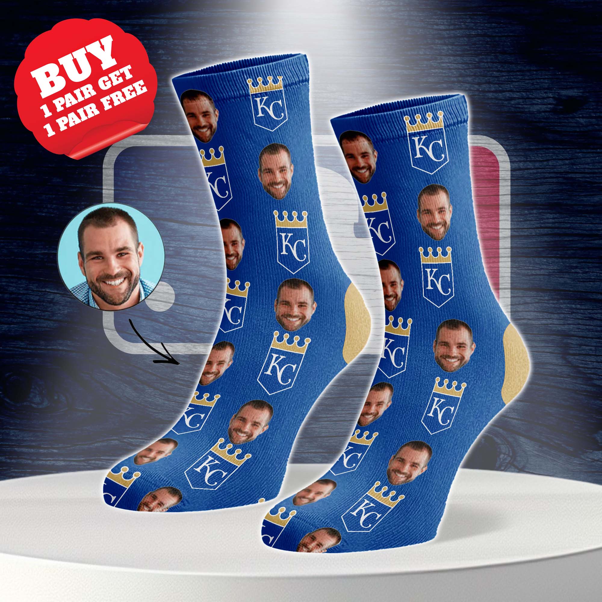Kansas City Royals Personalized Middle Tube Socks PT76587