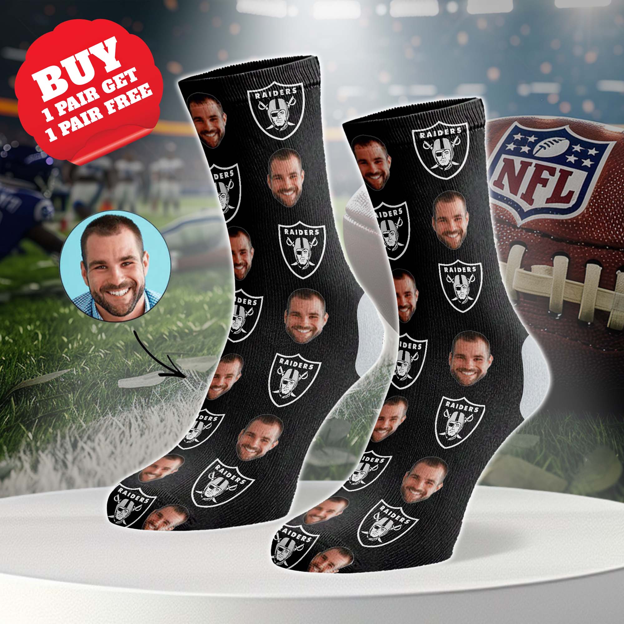 Las Vegas Raiders Personalized Middle Tube Socks PT76621