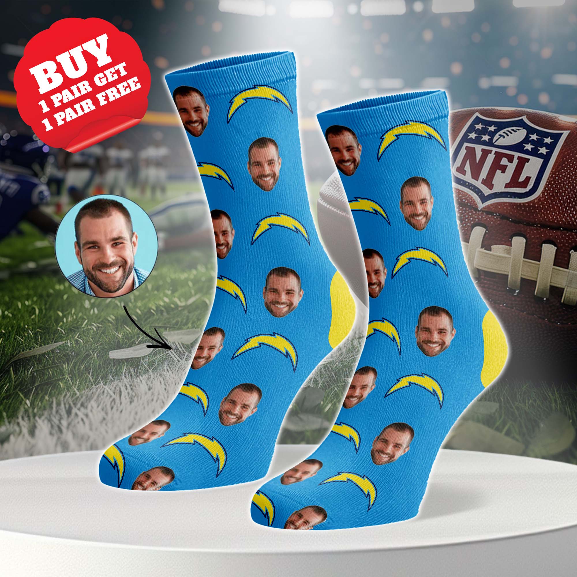 Los Angeles Chargers Personalized Middle Tube Socks PT76622
