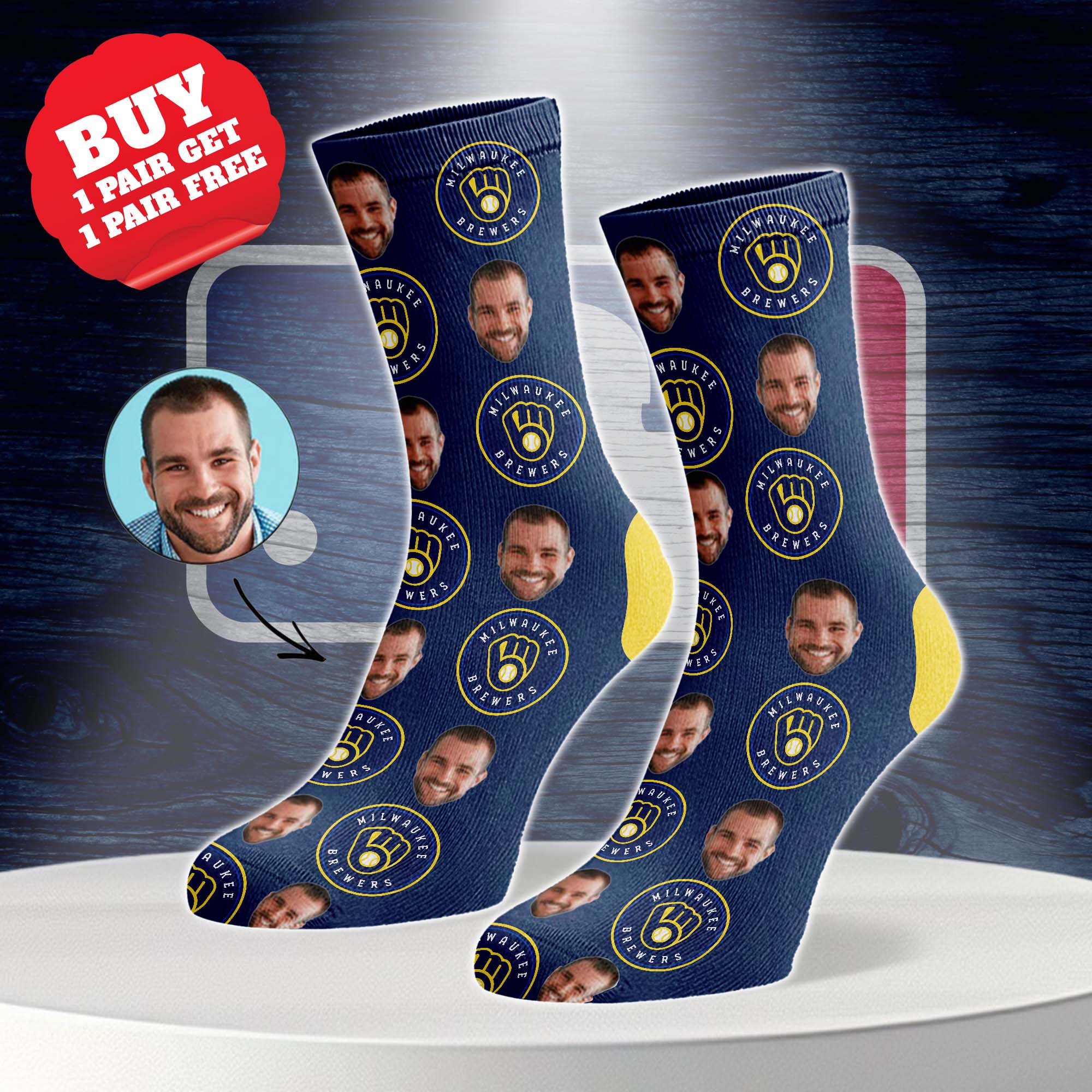 Milwaukee Brewers Personalized Middle Tube Socks PT76591