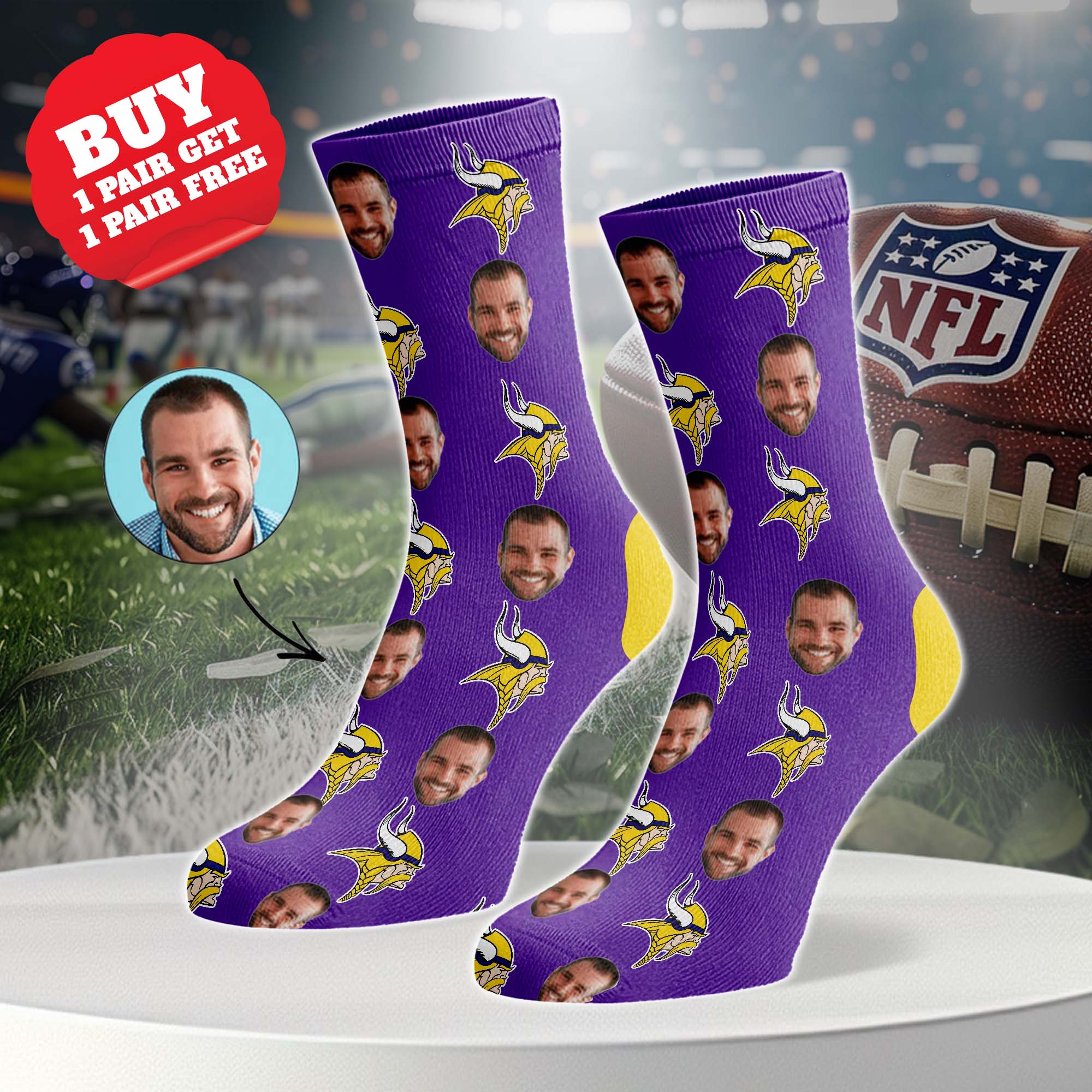 Minnesota Vikings Personalized Middle Tube Socks PT76625