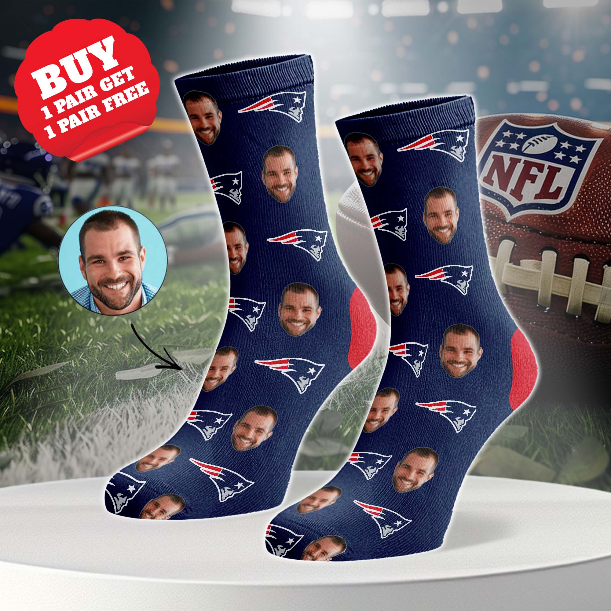 New England Patriots Personalized Middle Tube Socks PT76626