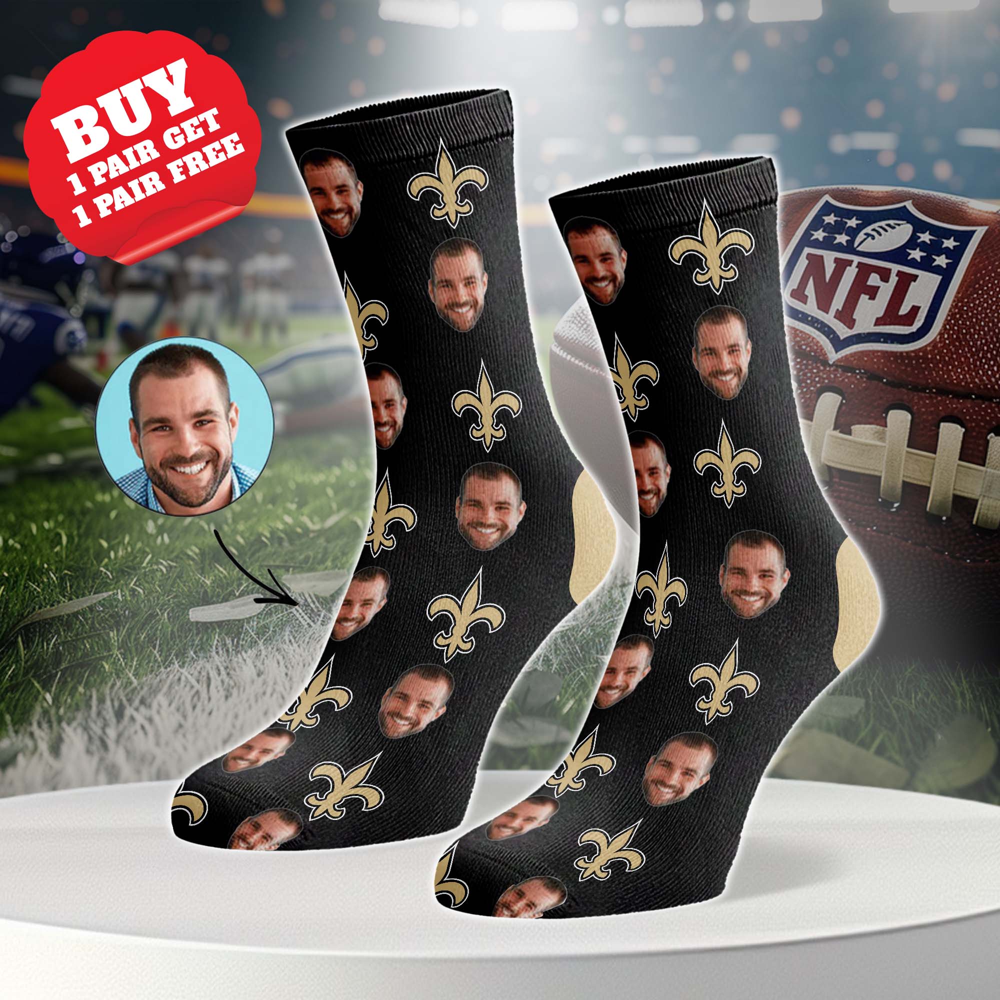 New Orleans Saints Personalized Middle Tube Socks PT76627