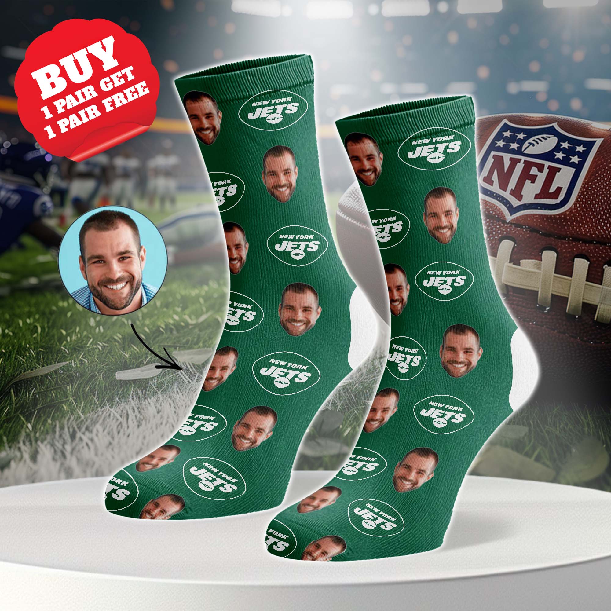 New York Jets Personalized Middle Tube Socks PT76629