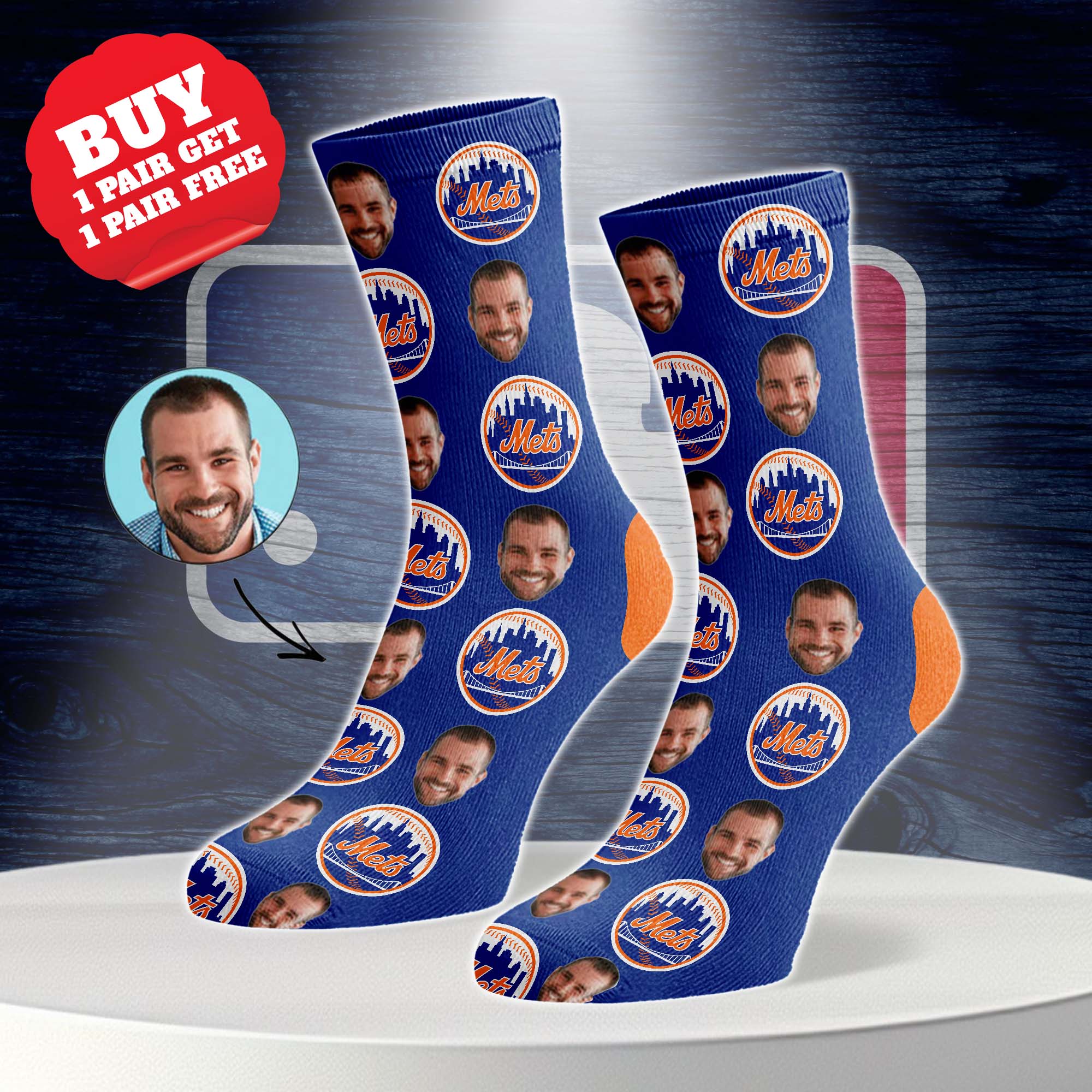 New York Mets Personalized Middle Tube Socks PT76593