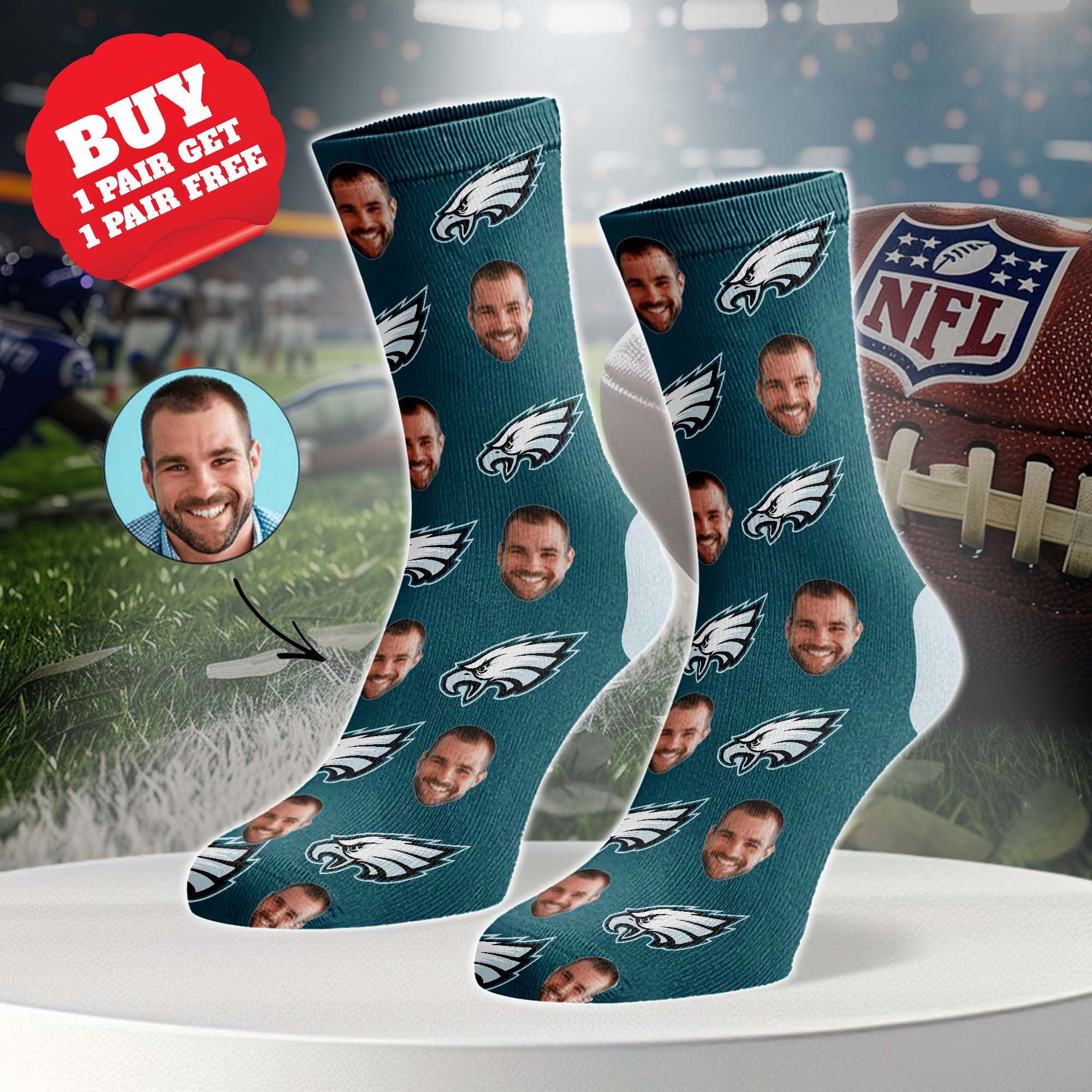 Philadelphia Eagles Personalized Middle Tube Socks PT76630