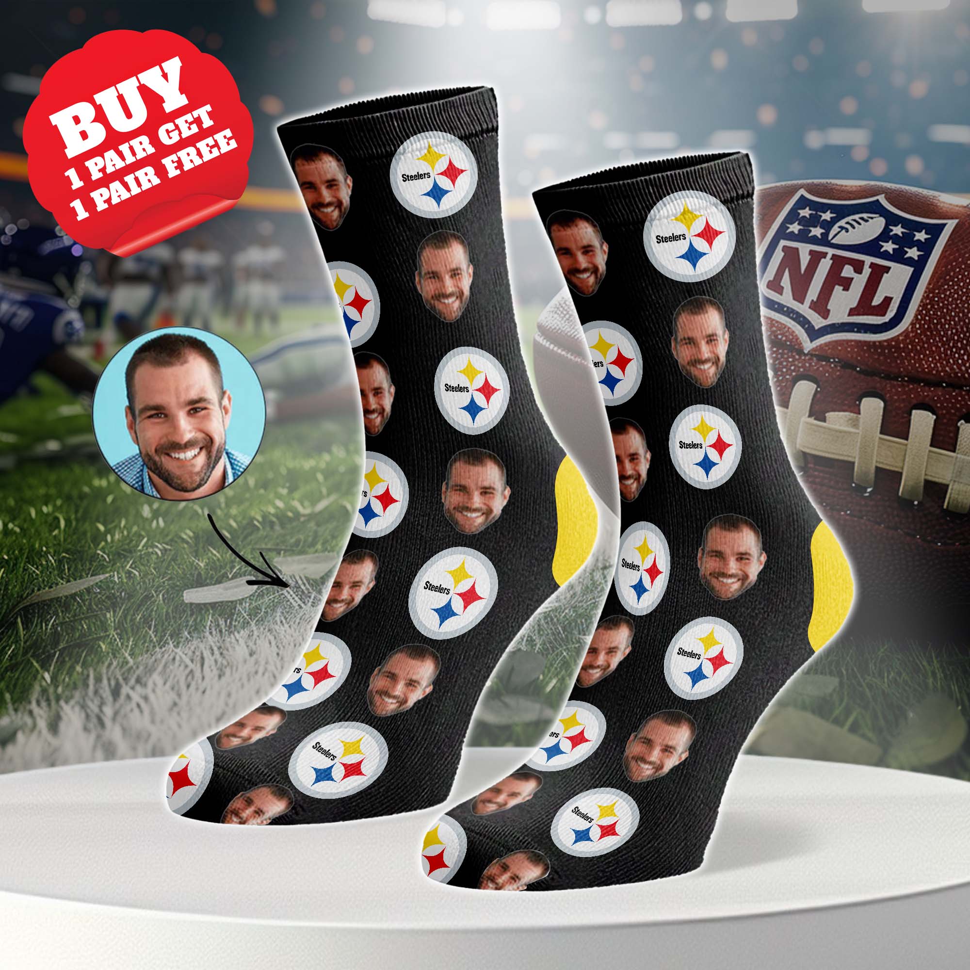 Pittsburgh Steelers Personalized Middle Tube Socks PT76631
