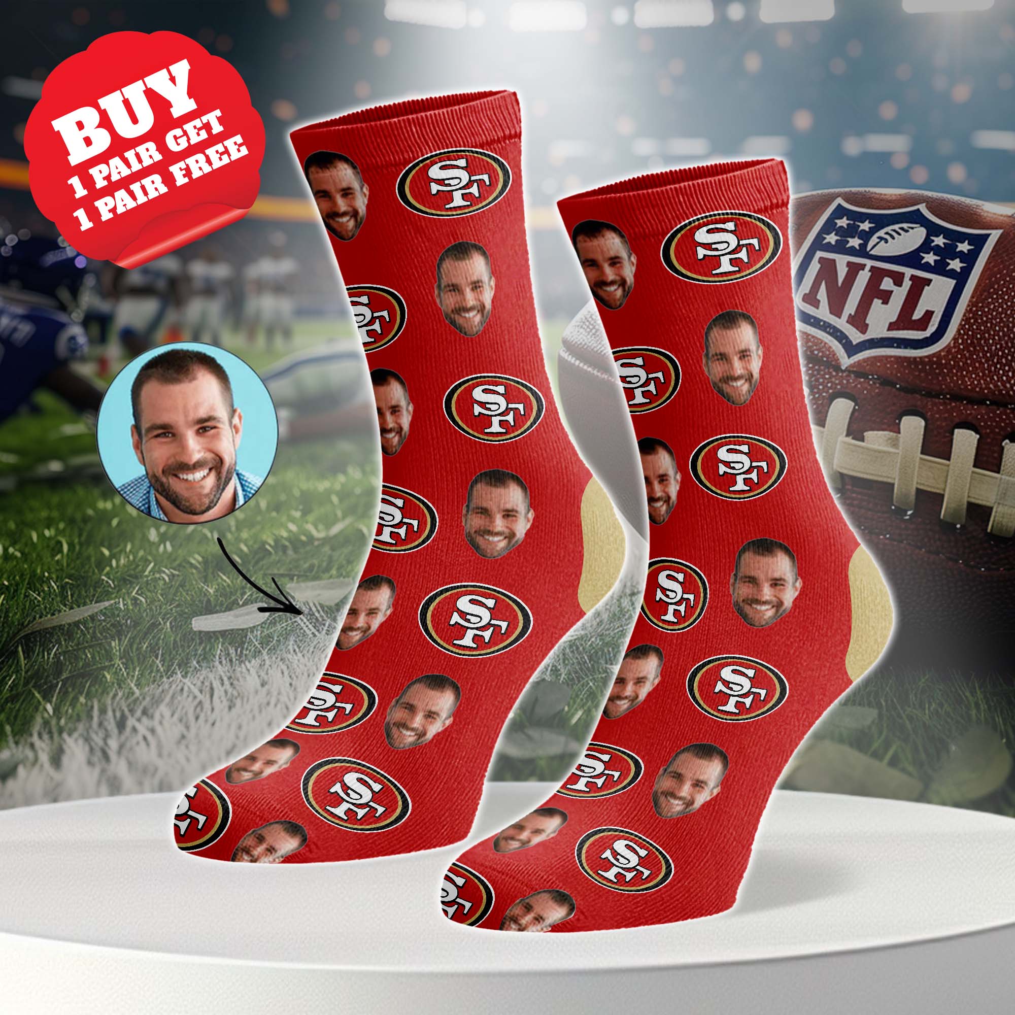 San Francisco 49ers Personalized Middle Tube Socks PT76632