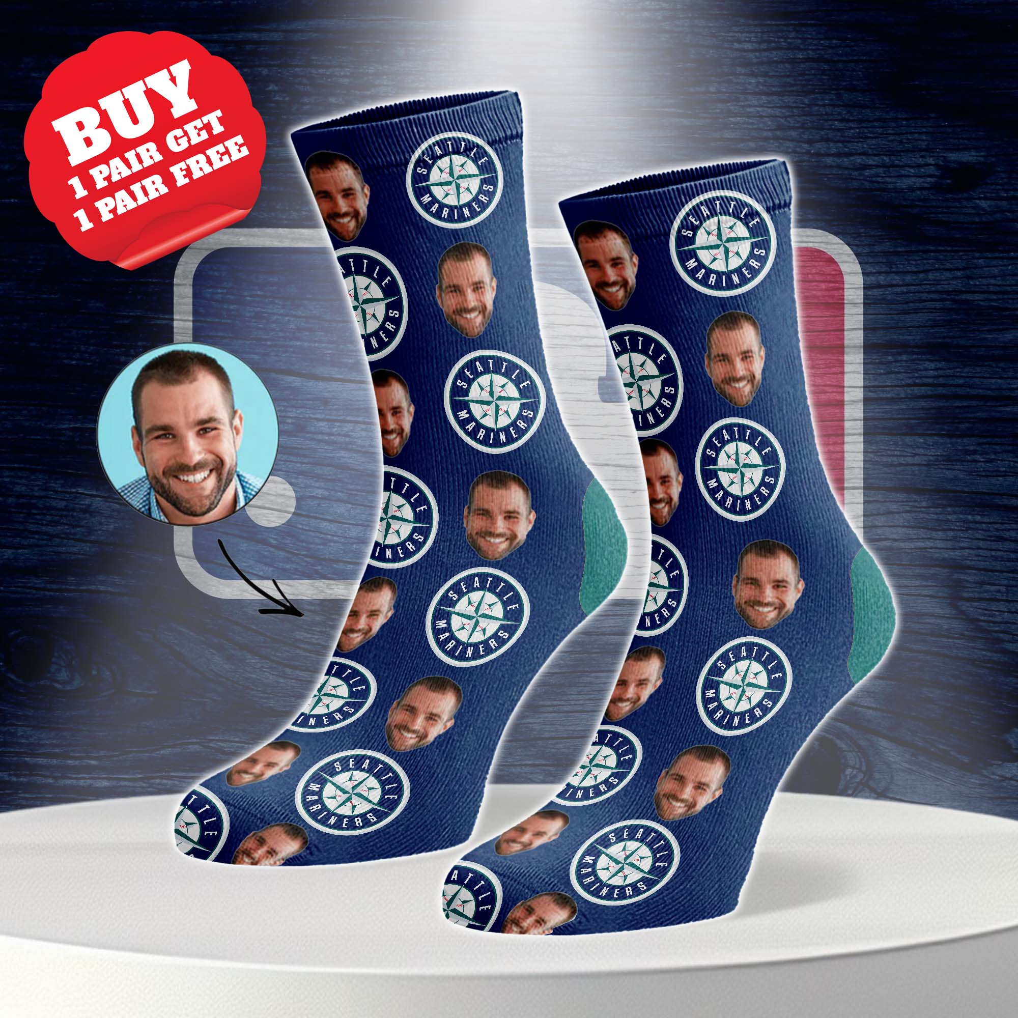 Seattle Mariners Personalized Middle Tube Socks PT76599