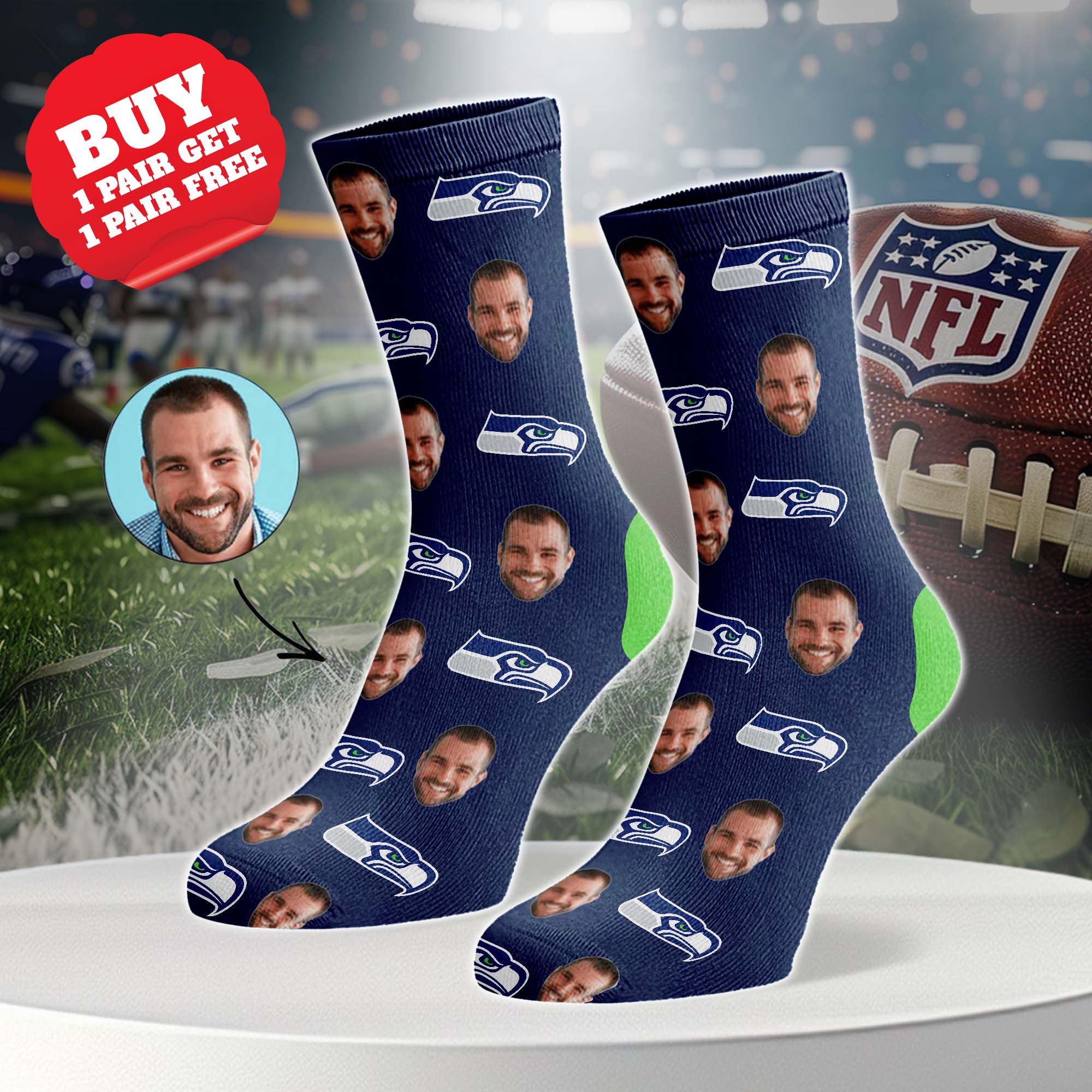 Seattle Seahawks Personalized Middle Tube Socks PT76633