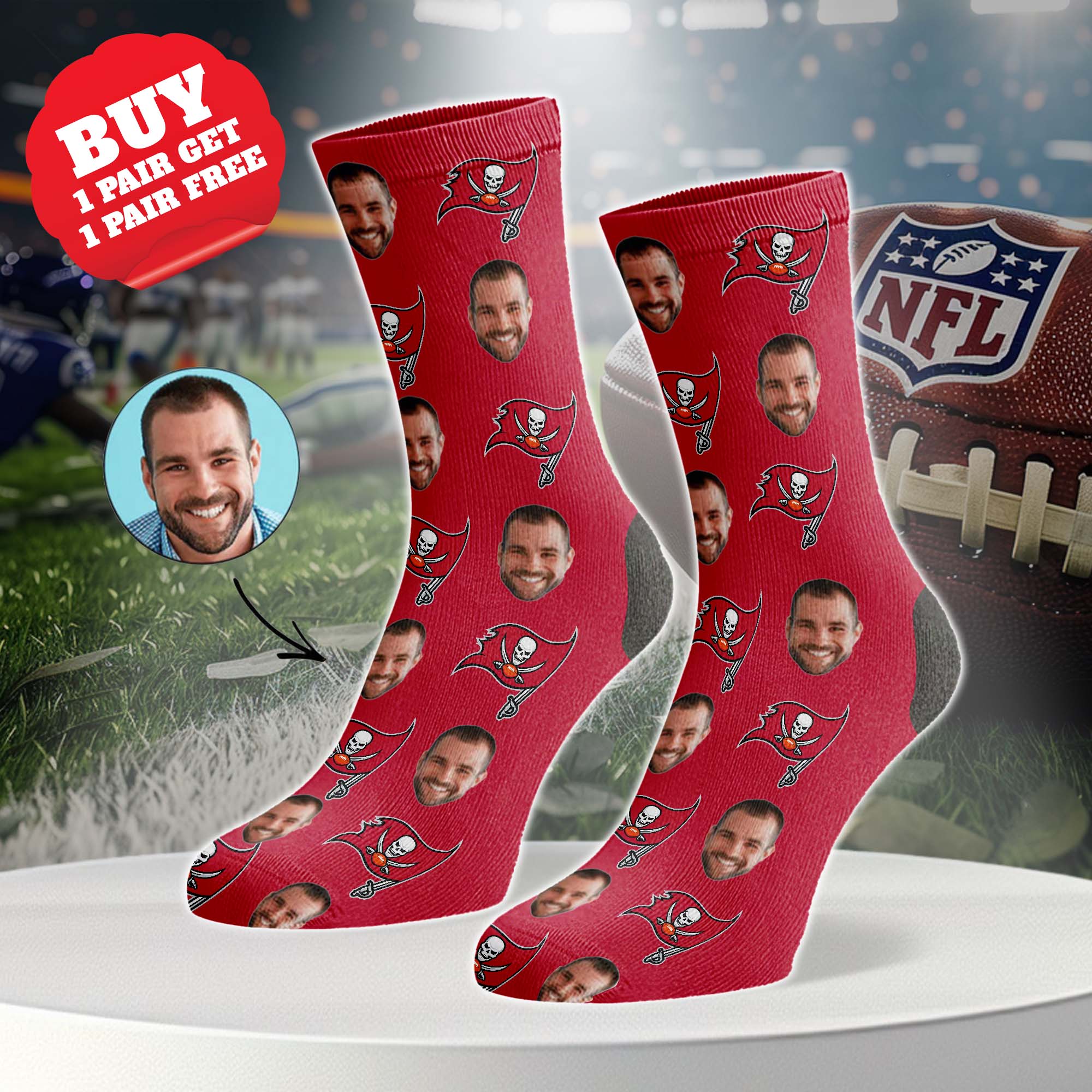 Tampa Bay Buccaneers Personalized Middle Tube Socks PT76634