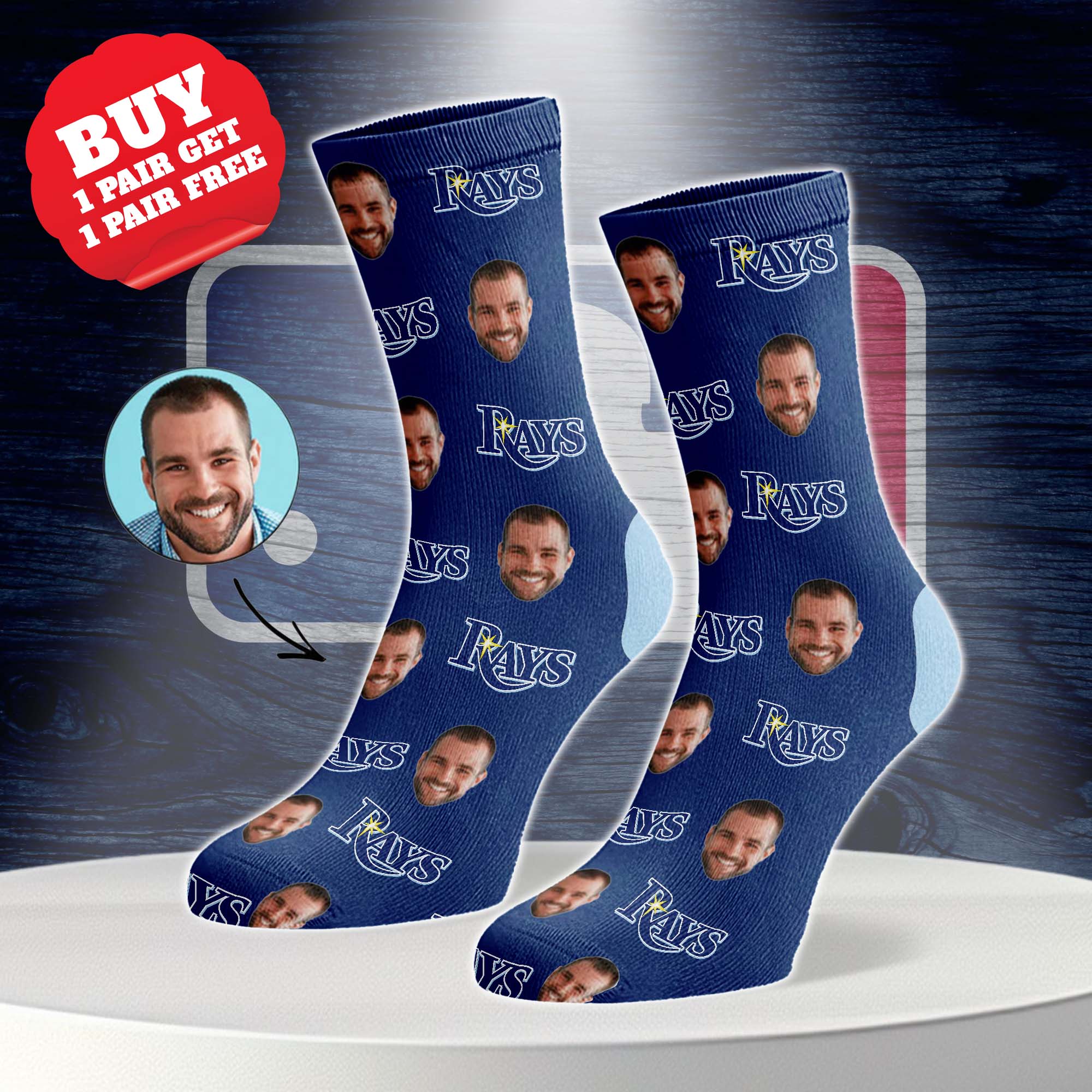 Tampa Bay Rays Personalized Middle Tube Socks PT76601