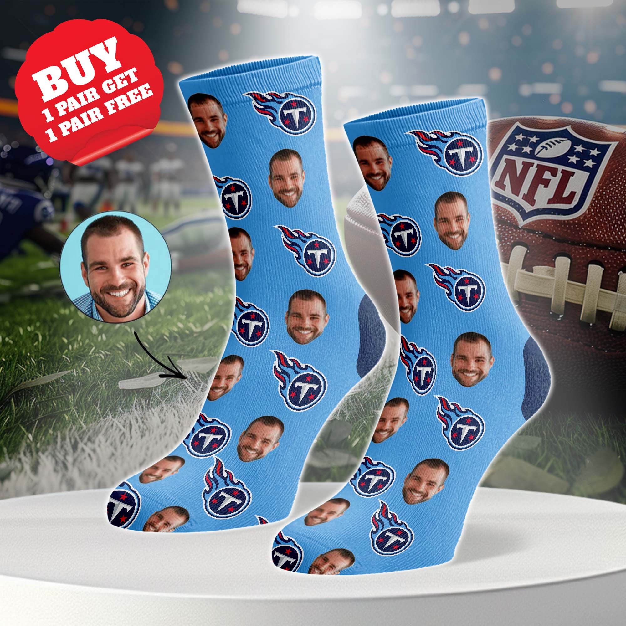 Tennessee Titans Personalized Middle Tube Socks PT76635