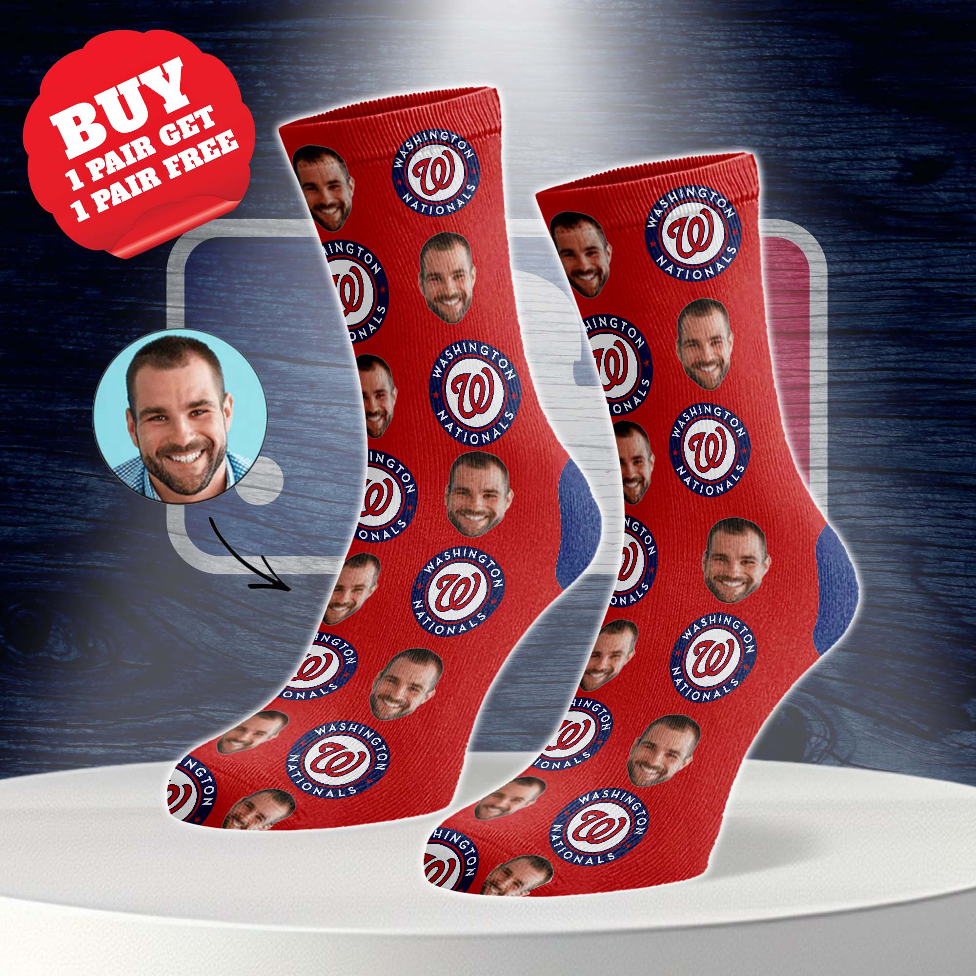 Washington Nationals Personalized Middle Tube Socks PT76604