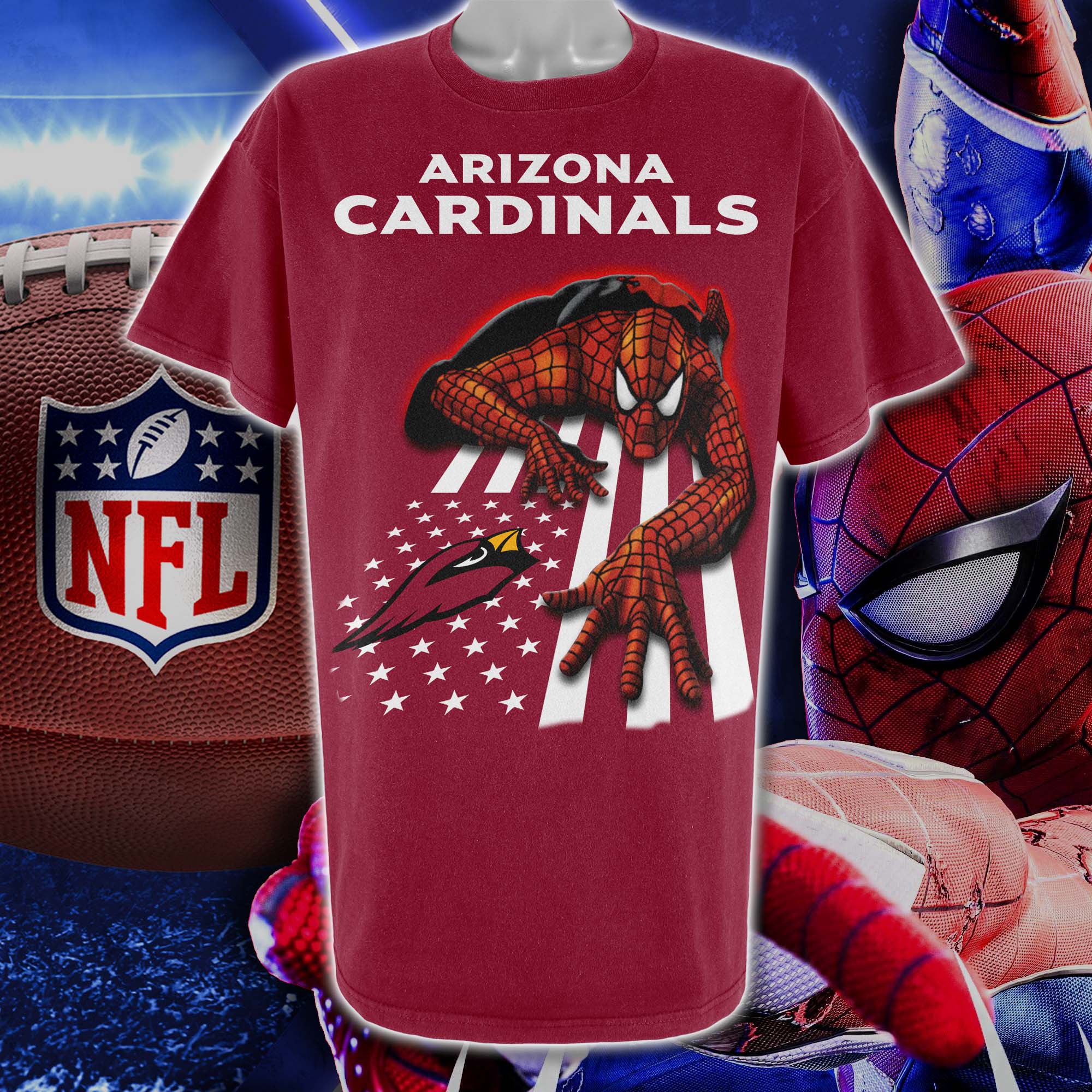 Arizona Cardinals & Spiderman America Flag T-Shirt PT76640