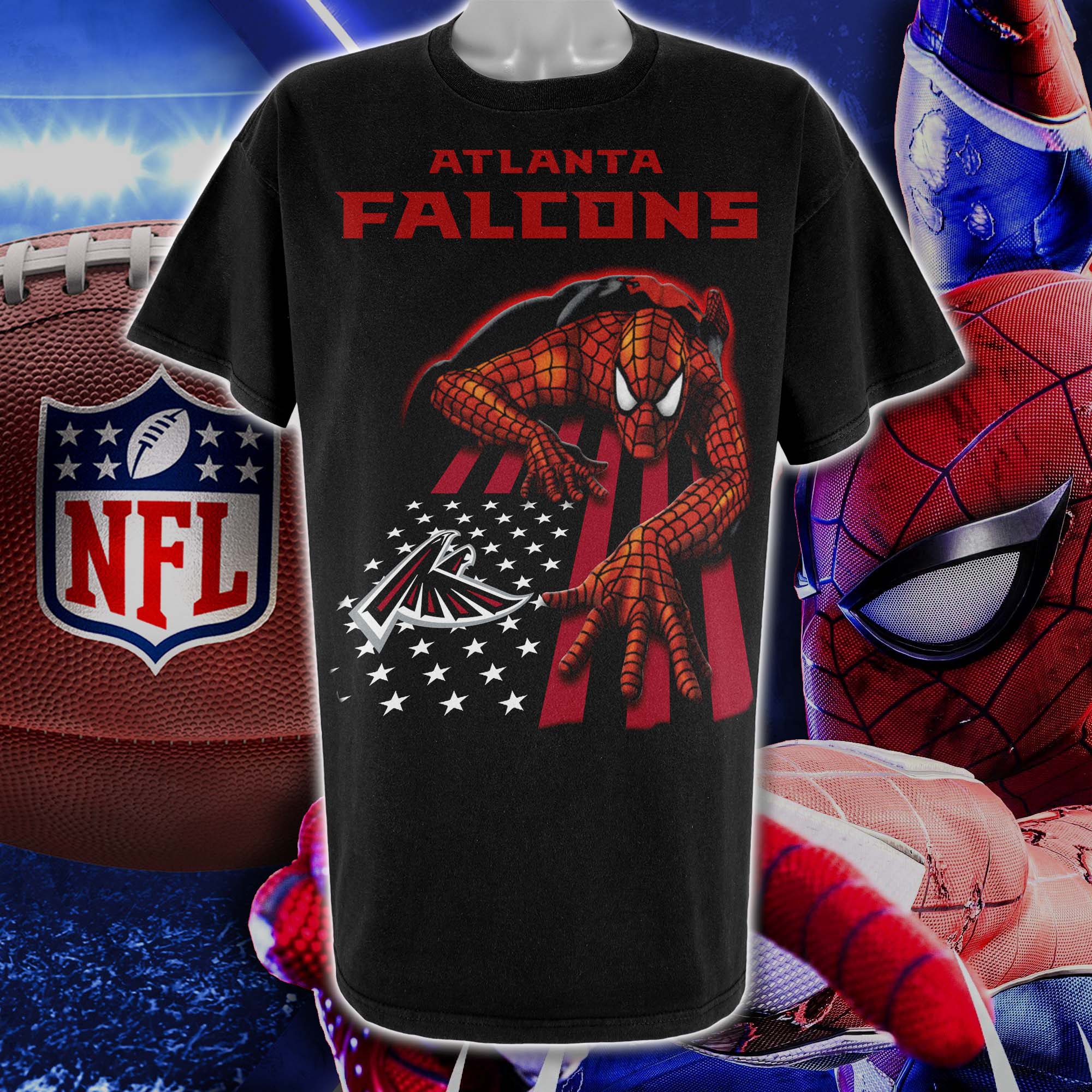 Atlanta Falcons & Spiderman America Flag T-Shirt PT76641
