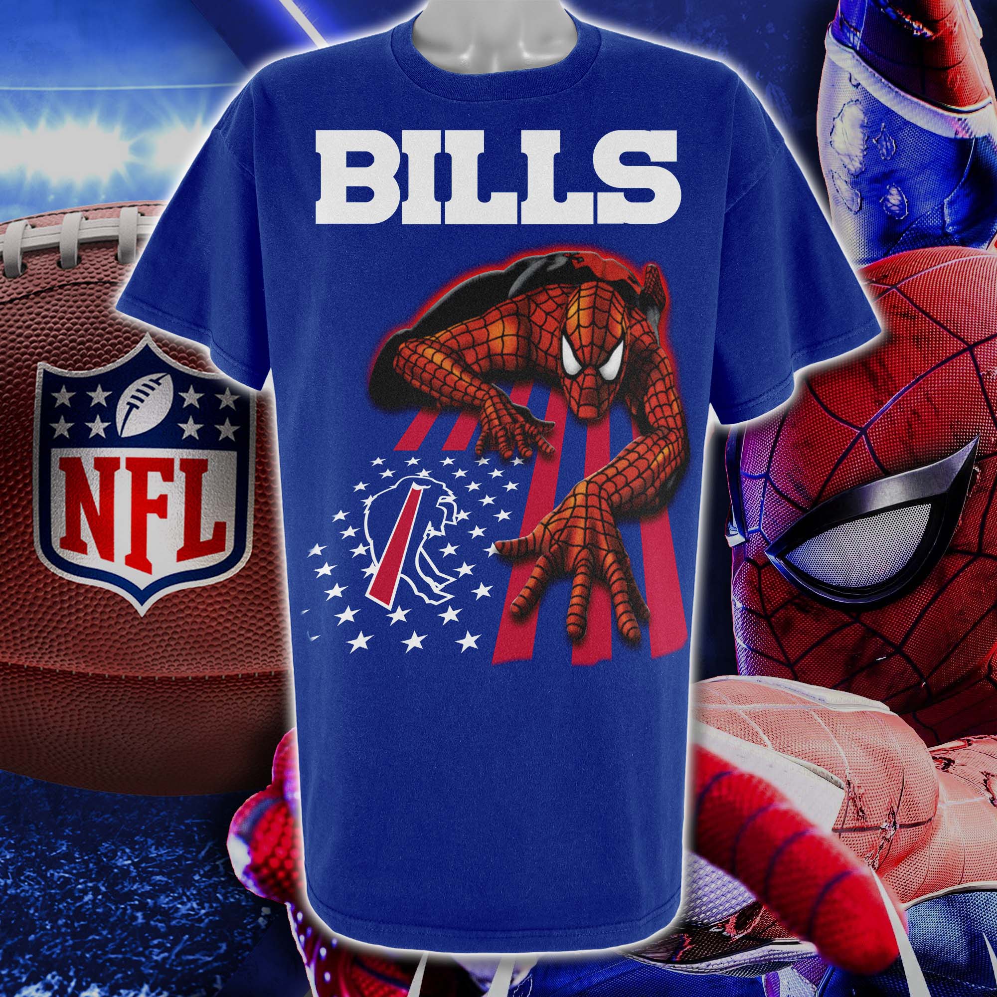 Buffalo Bills & Spiderman America Flag T-Shirt PT76643