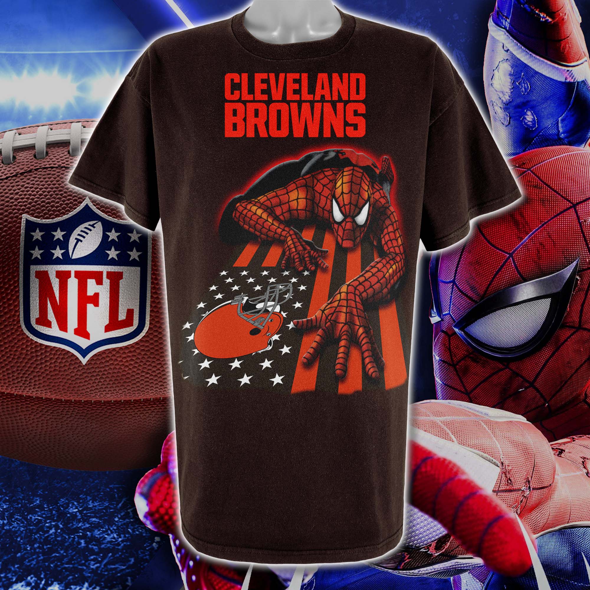 Cleveland Browns & Spiderman America Flag T-Shirt PT76647