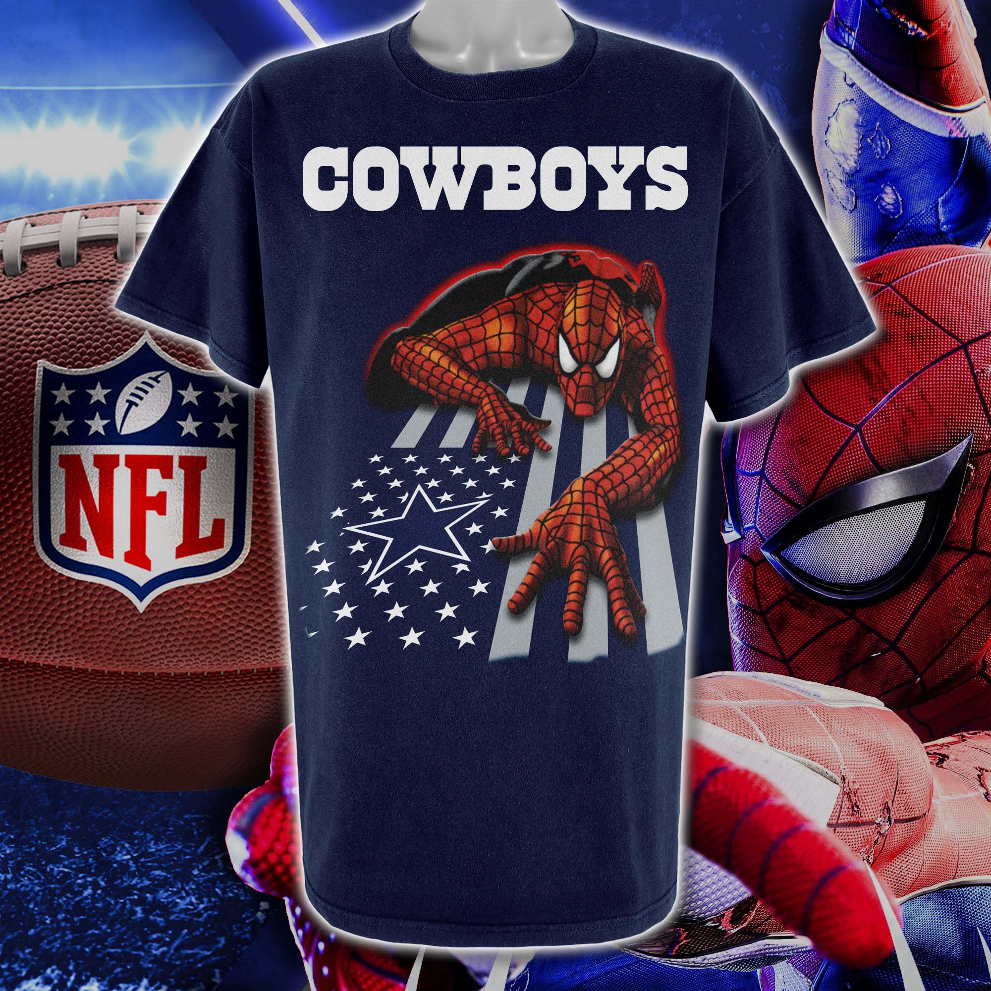 Dallas Cowboys & Spiderman America Flag T-Shirt PT76648