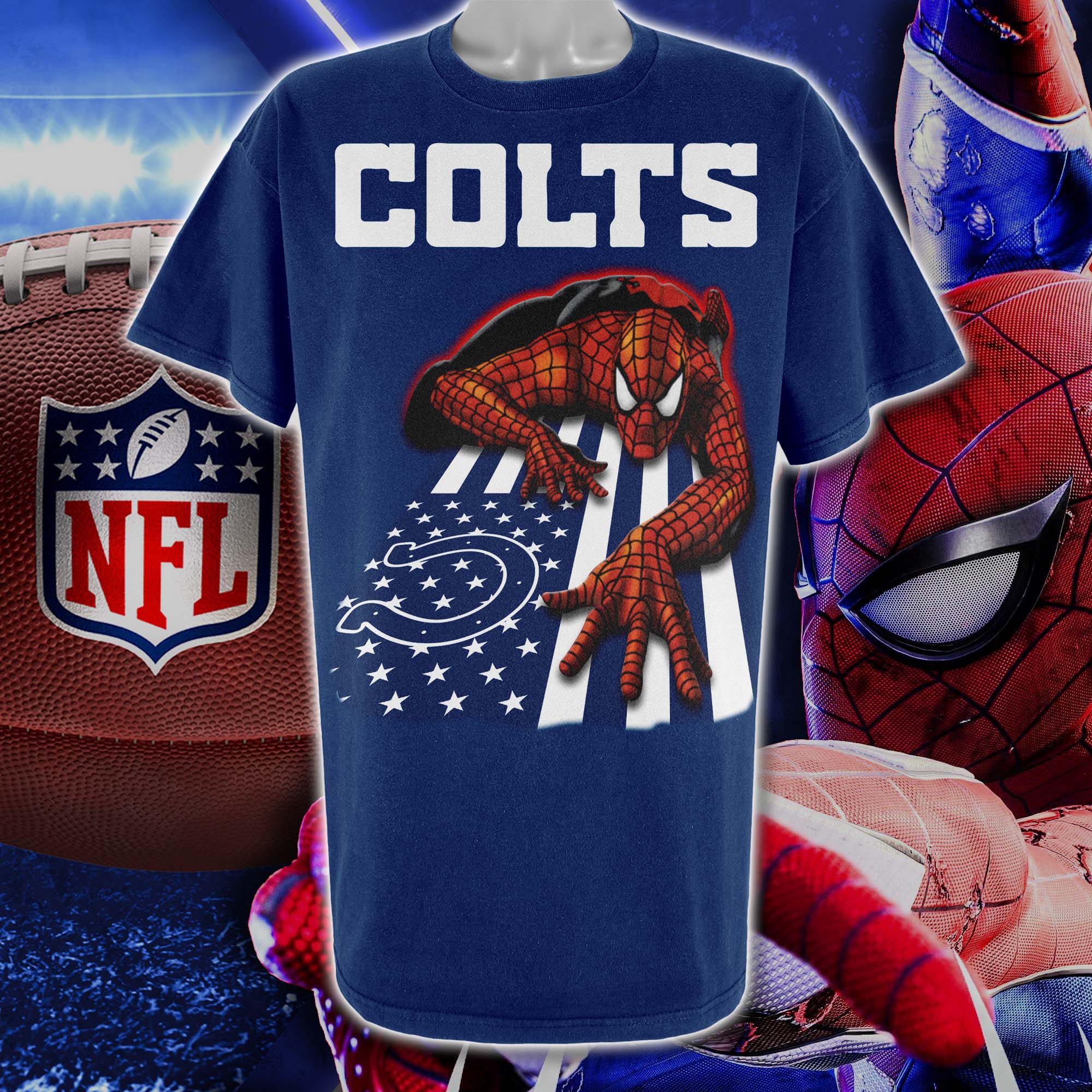 Indianapolis Colts & Spiderman America Flag T-Shirt PT76653