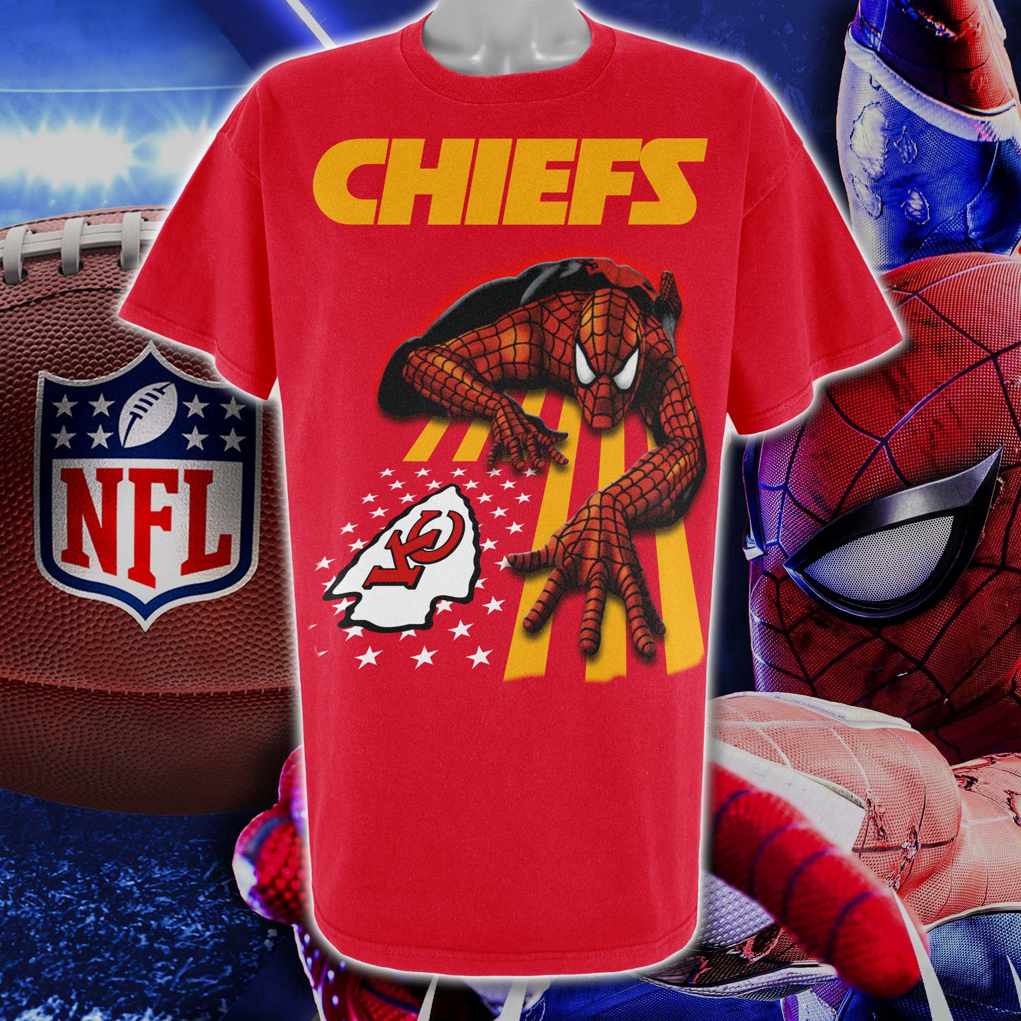 Kansas City Chiefs & Spiderman America Flag T-Shirt PT76655