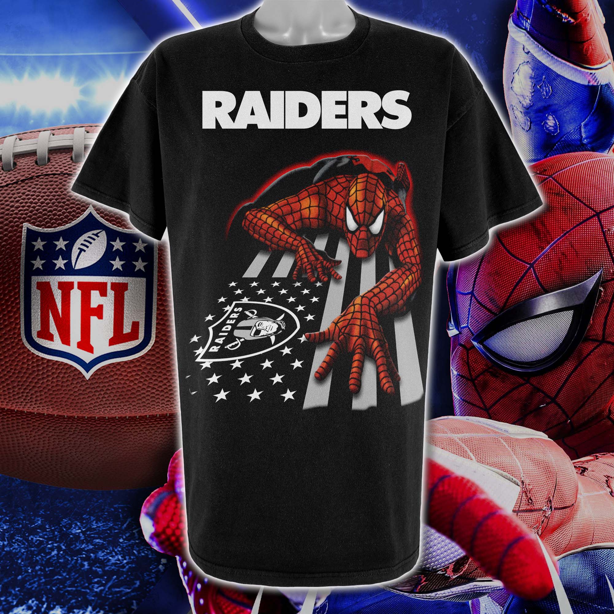 Las Vegas Raiders & Spiderman America Flag T-Shirt PT76656