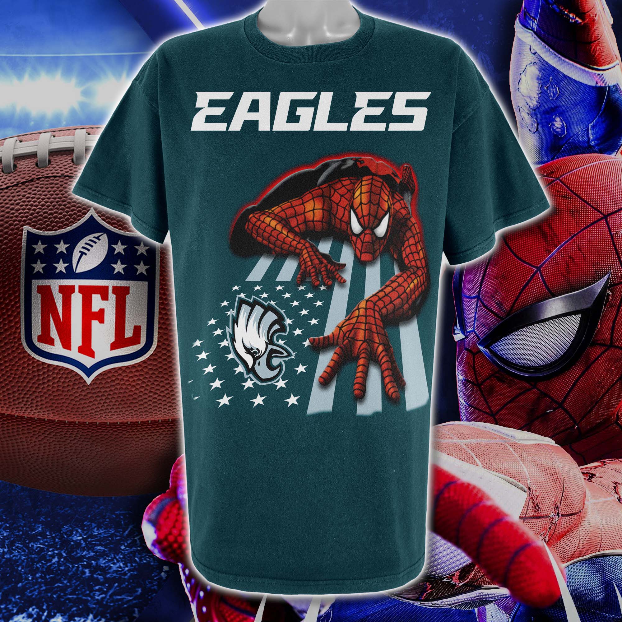 Philadelphia Eagles & Spiderman America Flag T-Shirt PT76665