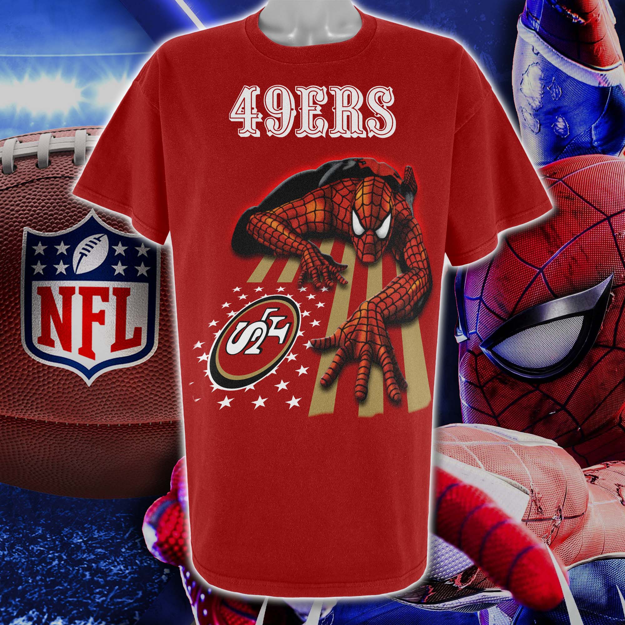 San Francisco 49ers & Spiderman America Flag T-Shirt PT76667