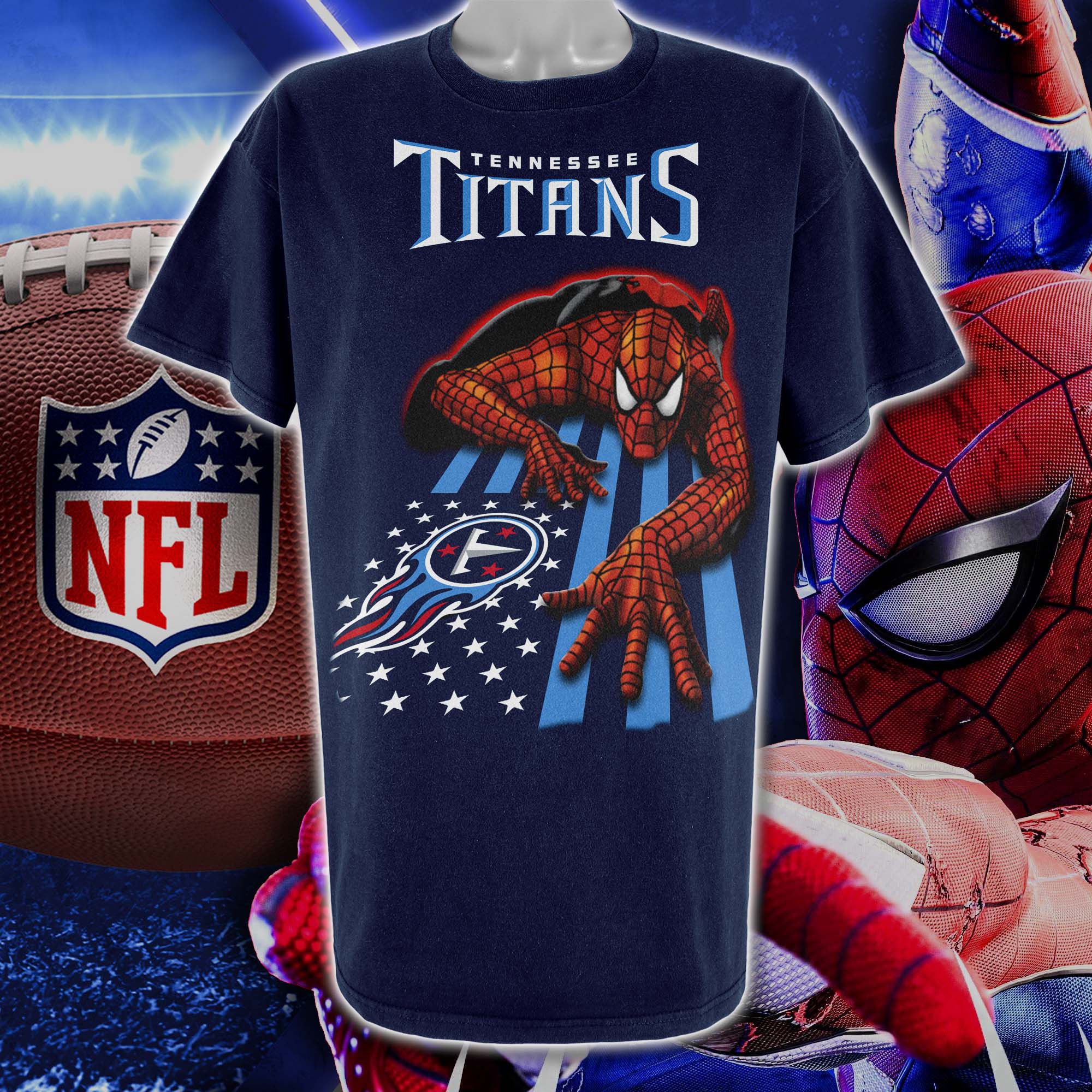 Tennessee Titans & Spiderman America Flag T-Shirt PT76670
