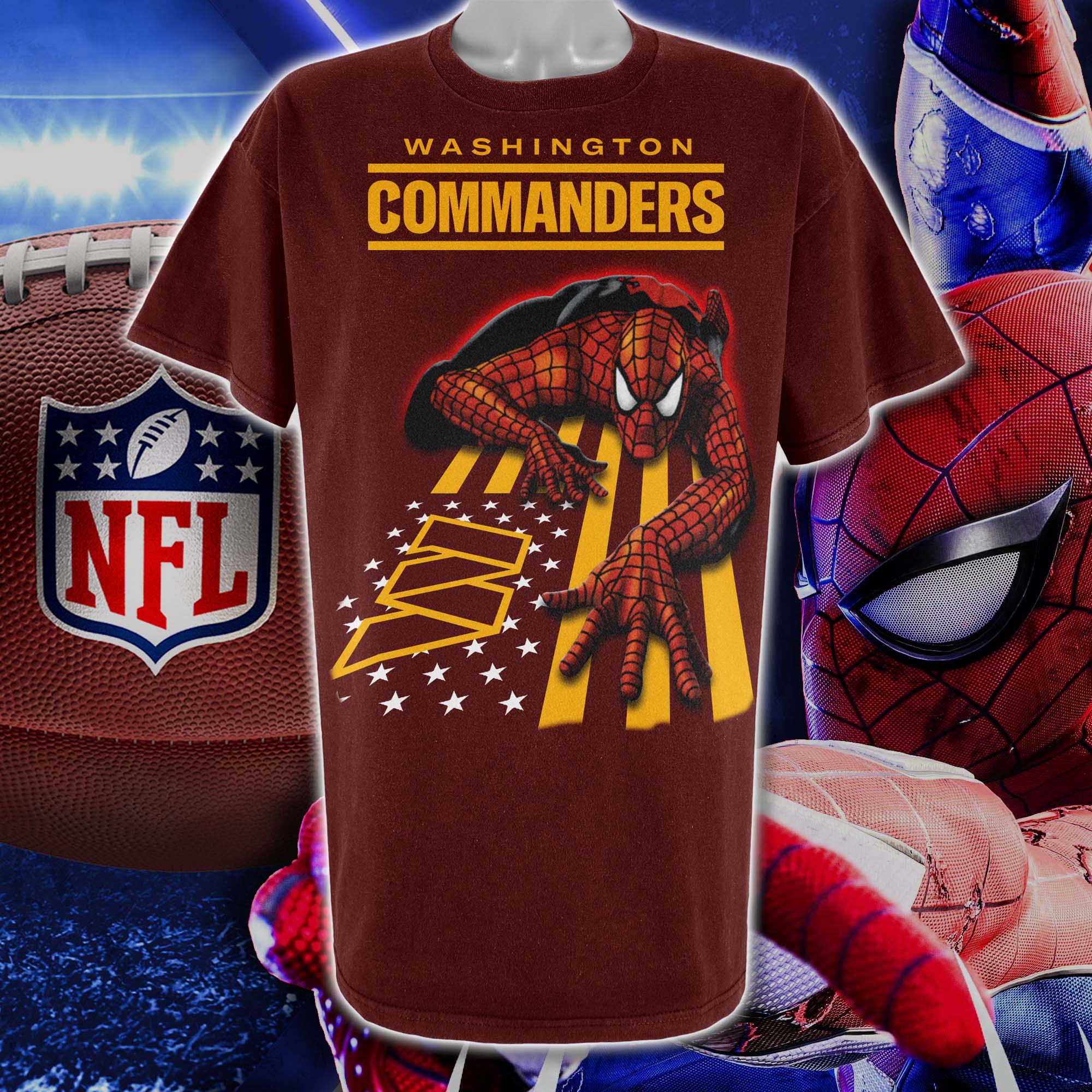 Washington Commanders & Spiderman America Flag T-Shirt PT76671