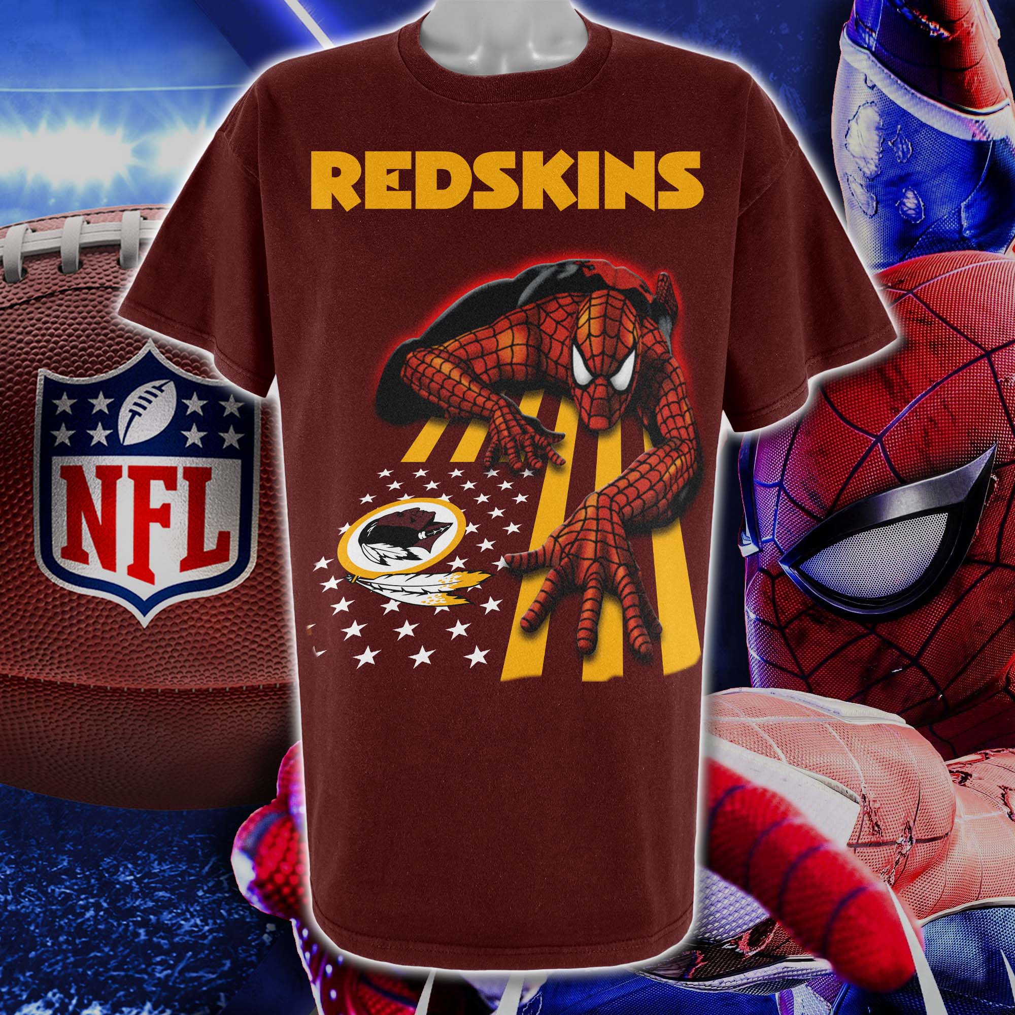 Washington Redskins & Spiderman America Flag T-Shirt PT76672