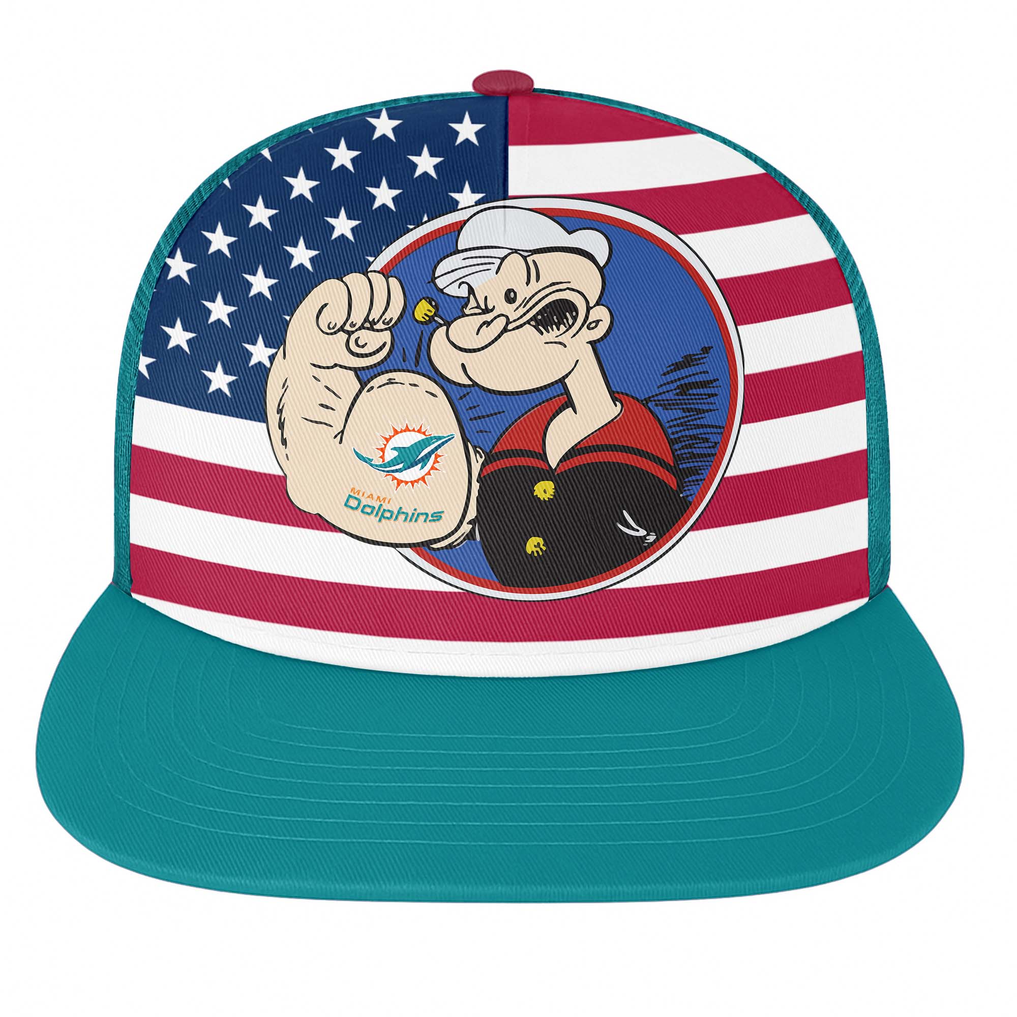 Miami Dolphins Vintage - NFL X Popeye Snapback Hat PT76725