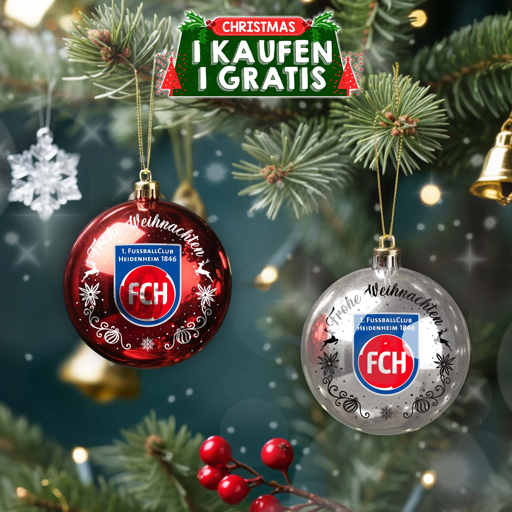 1. FC Heidenheim Plastic Round Ball Ornament PT76740