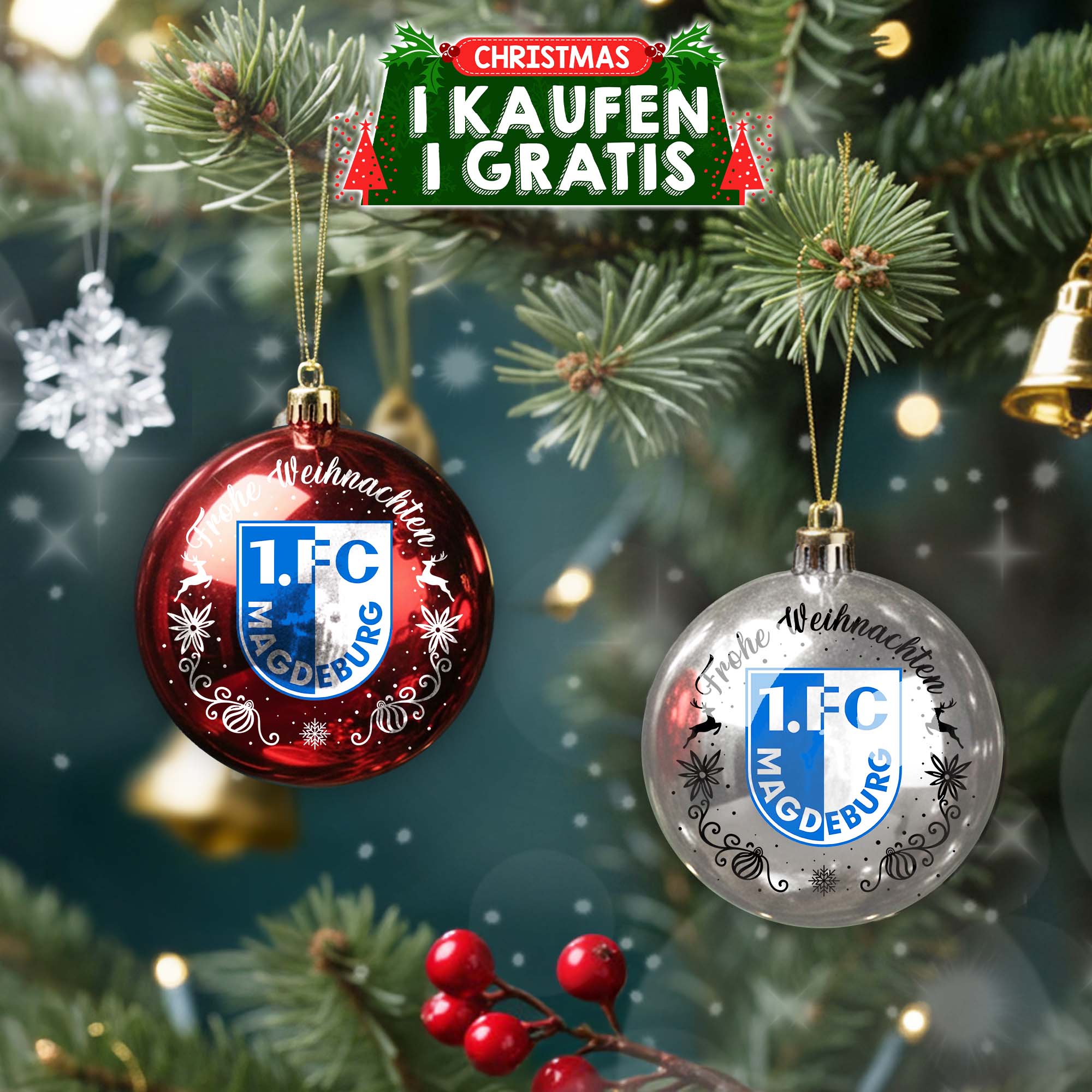 1. FC Magdeburg Plastic Round Ball Ornament PT76759