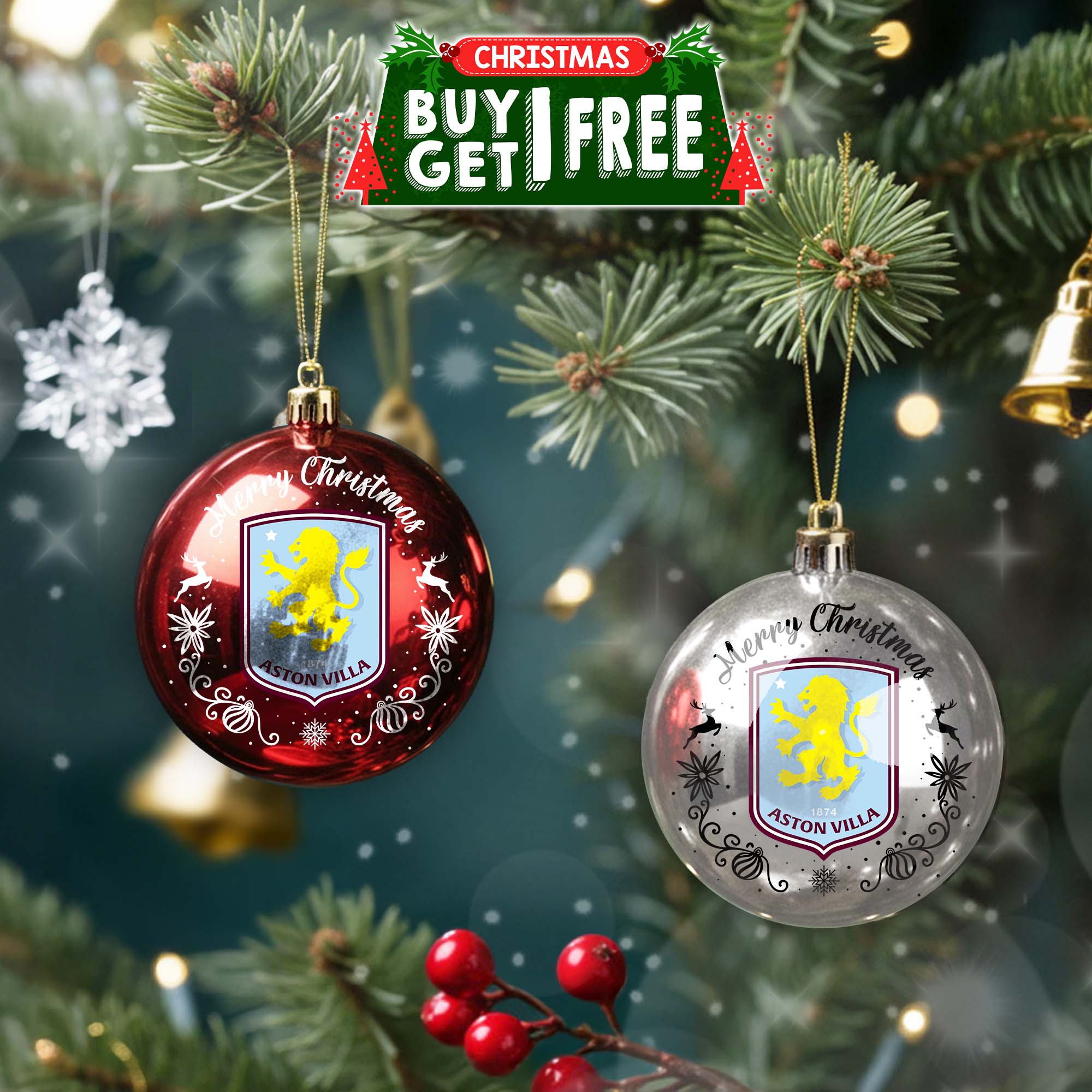 Aston Villa F.C Round Ball Ornament PT76780