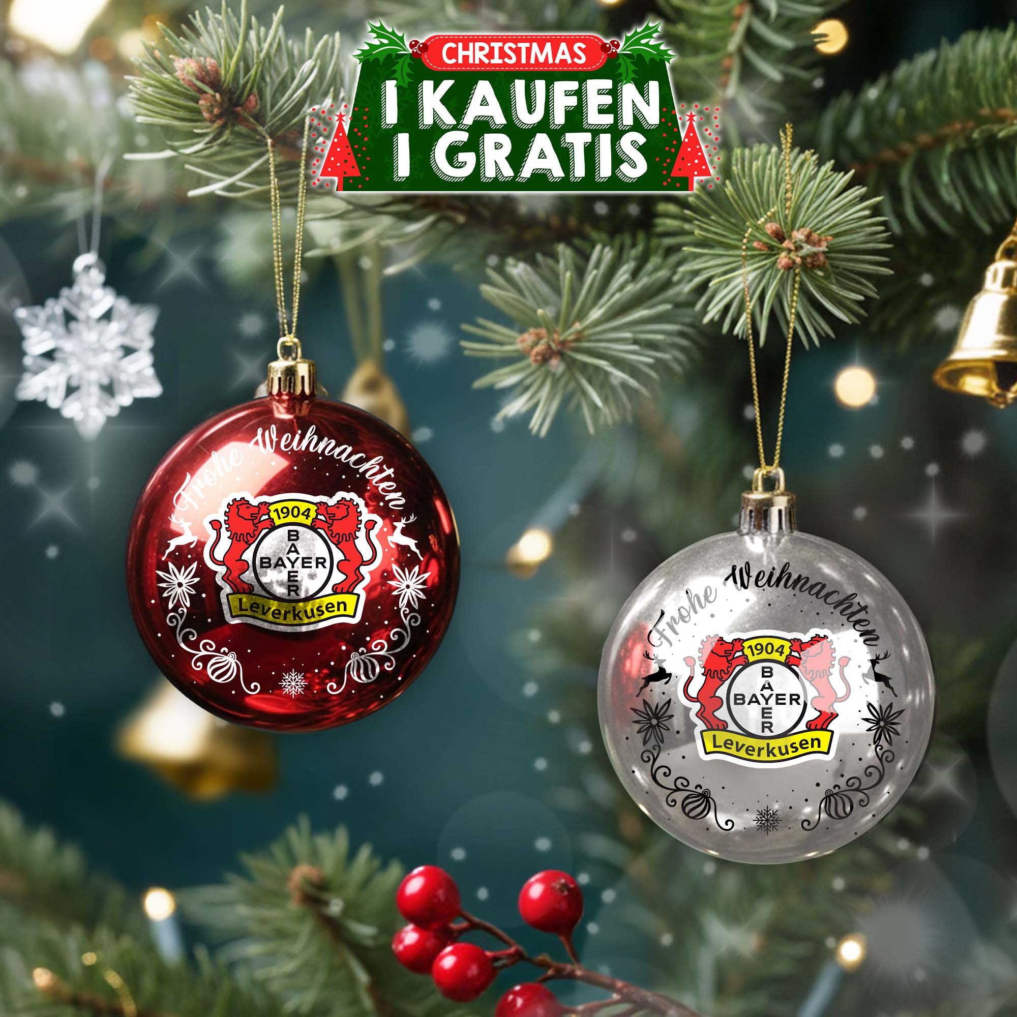 Bayer 04 Leverkusen Plastic Round Ball Ornament PT76744