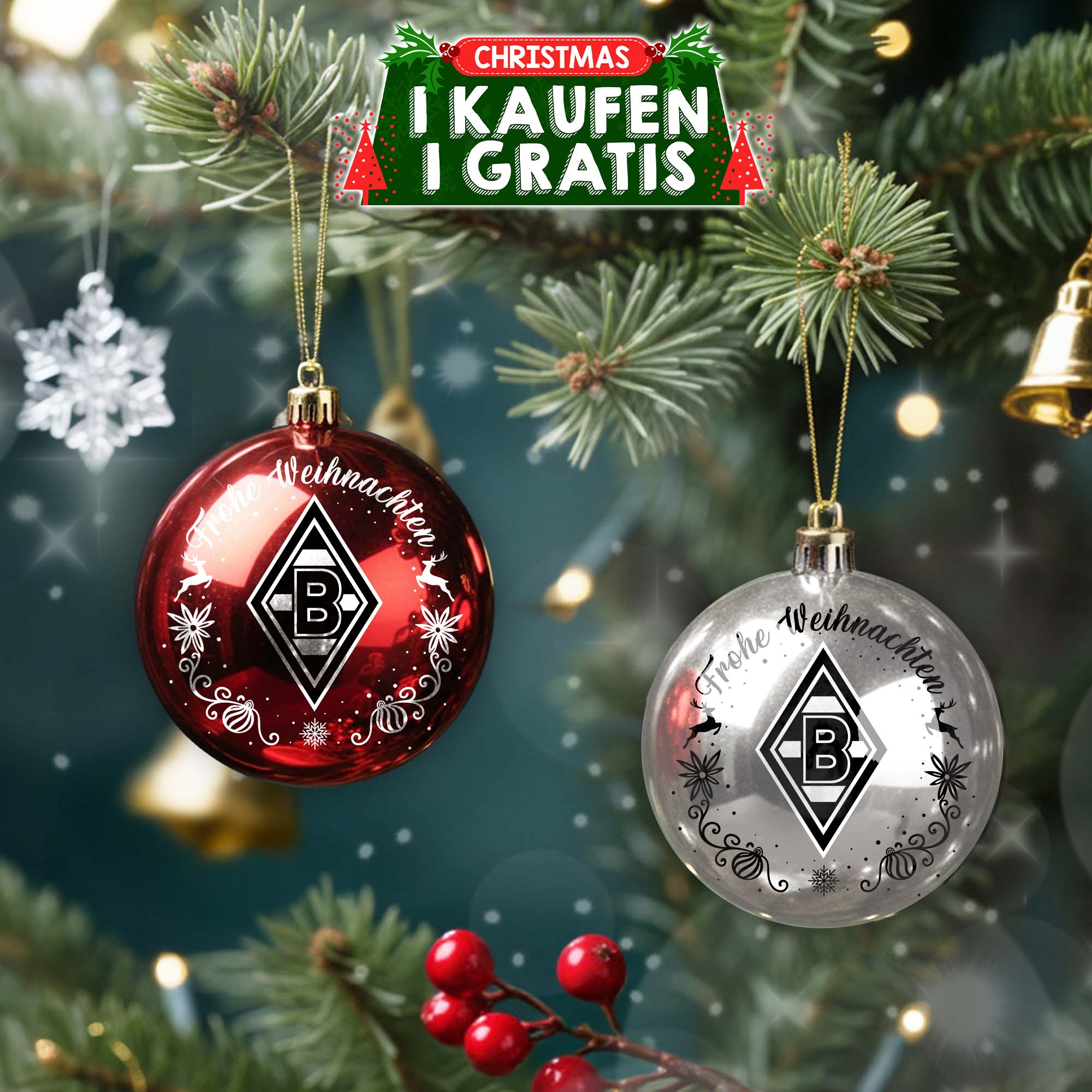 Borussia Mönchengladbach Plastic Round Ball Ornament PT76746